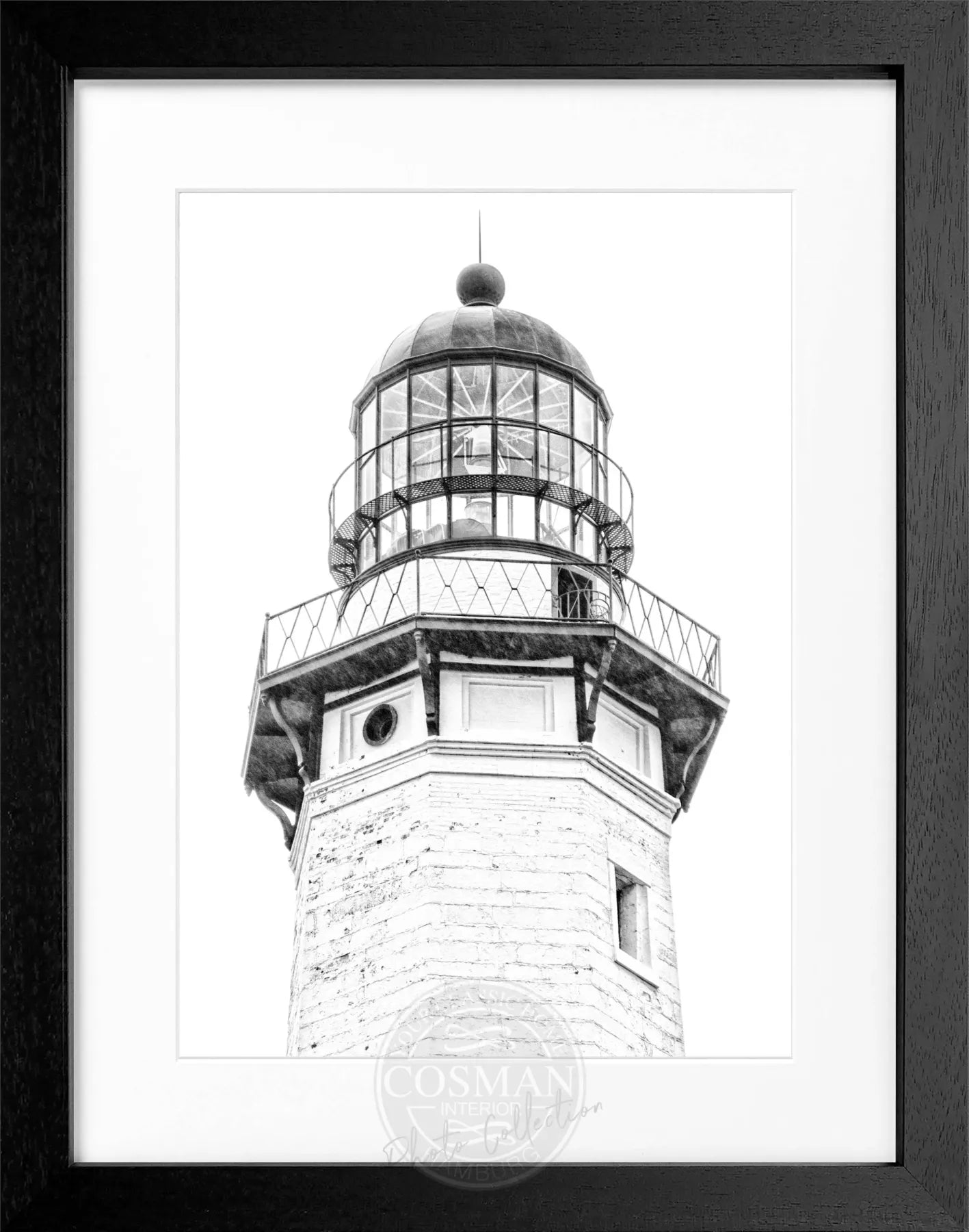 Schwarz-weiß Poster mit Rahmen Hamptons Montauk Leuchtturm von Cosman-Photocollection, 25x31 cm, Wanddekoration