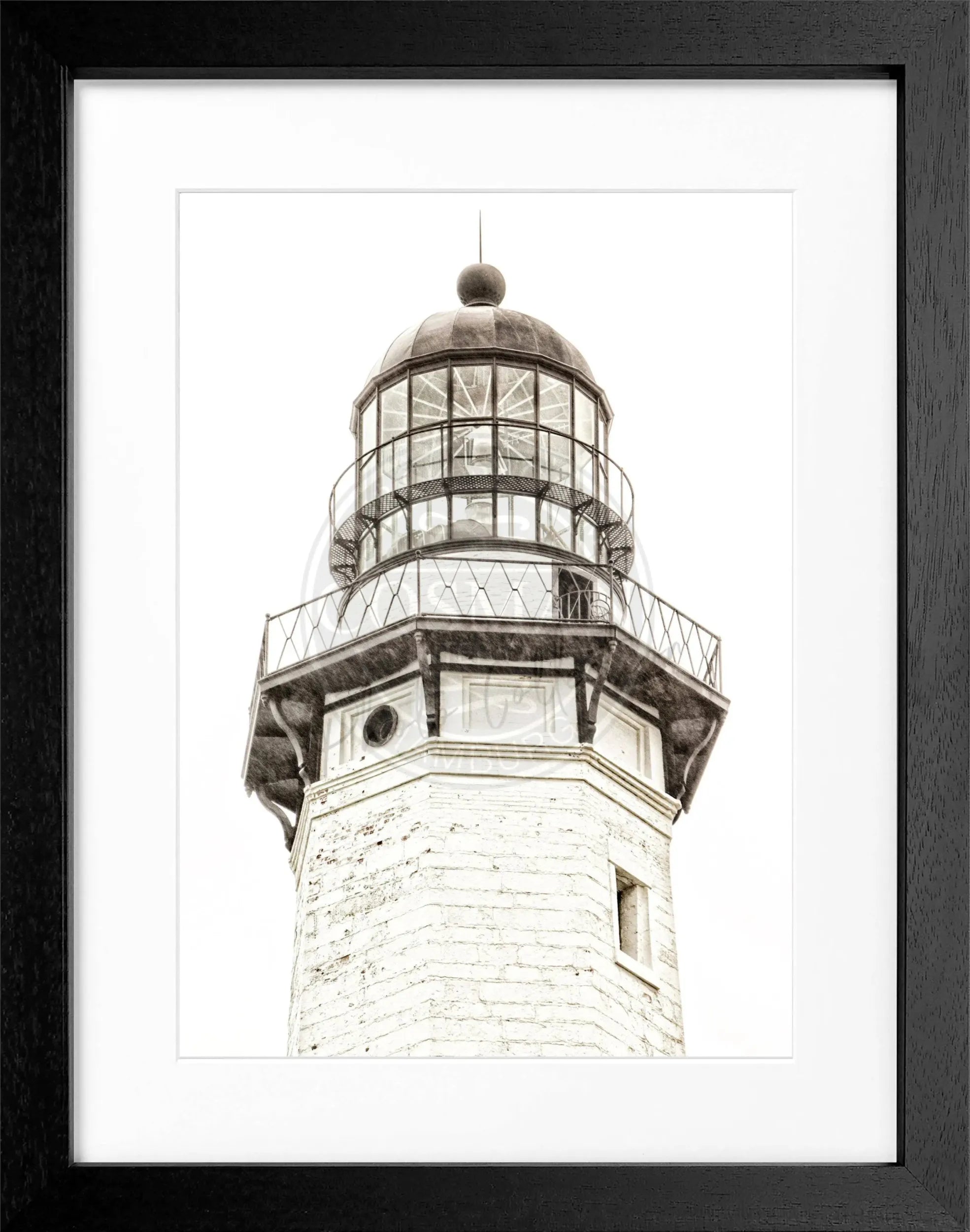 Schwarz-weiß Poster mit Rahmen von Cosman-Photocollection, Motiv Montauk Leuchtturm in den Hamptons, 25x31 cm
