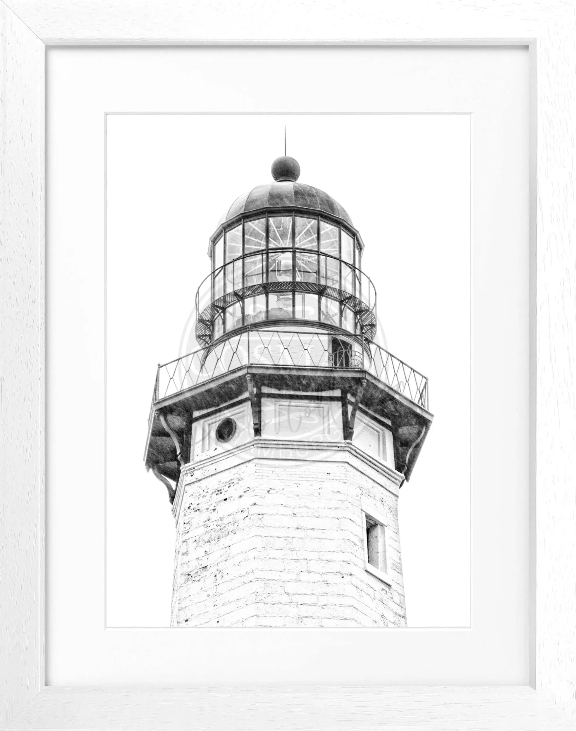 Schwarz-weiß Poster mit Rahmen, Hamptons Montauk Lighthouse Motiv, von Cosman-Photocollection, 25x31 cm