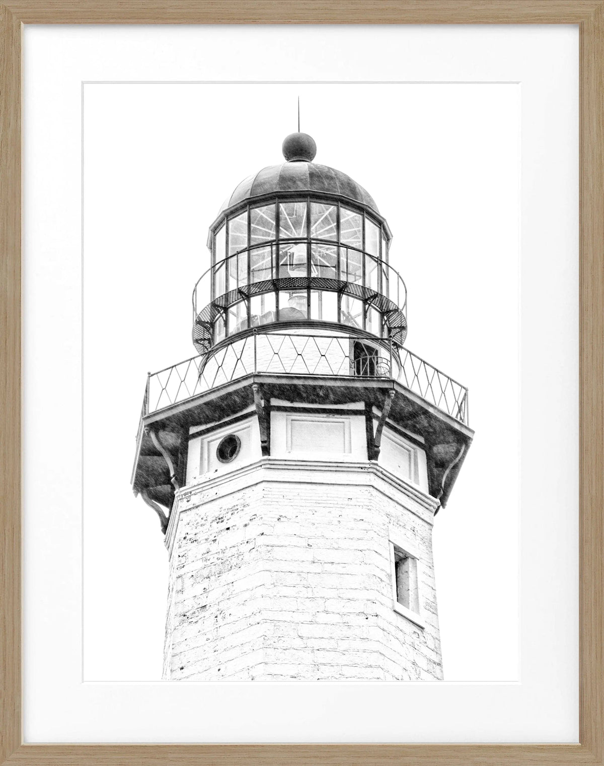 Schwarz-weiß Poster mit schwarzem Rahmen, Hamptons Montauk Lighthouse Motiv, von Cosman-Photocollection, 25x31 cm
