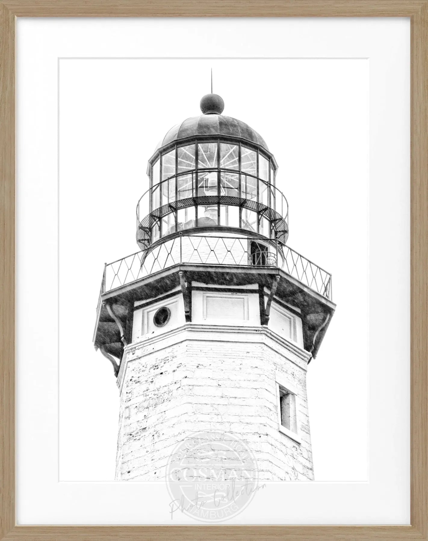Schwarz-weiß Poster mit schwarzem Rahmen, Hamptons Montauk Lighthouse Motiv, von Cosman-Photocollection, 25x31 cm