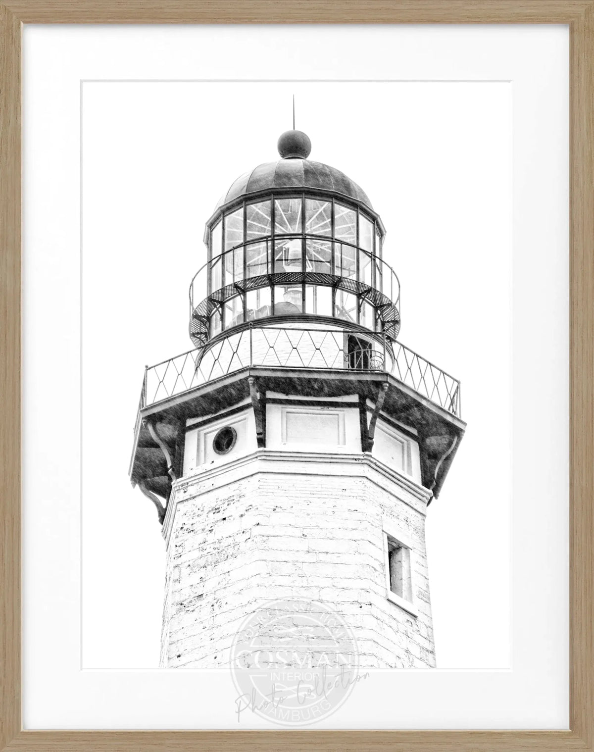 Schwarz-weiß Poster mit schwarzem Rahmen, Hamptons Montauk Lighthouse Motiv, von Cosman-Photocollection, 25x31 cm