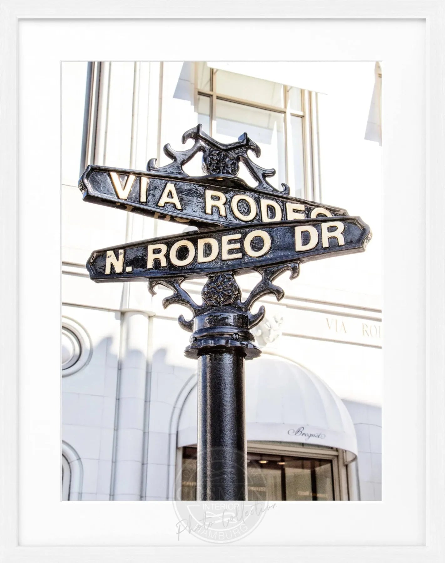 Schwarz-weiß Poster mit Rahmen, Kalifornien Beverly Hills Rodeo Drive, von Cosman-Photocollection, 25x31 cm