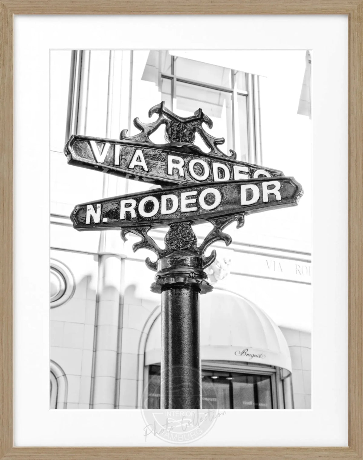 Schwarz-weiß Poster mit Rahmen, Kalifornien Beverly Hills Rodeo Drive, Cosman-Photocollection, 25x31 cm, dekoratives Wandbild