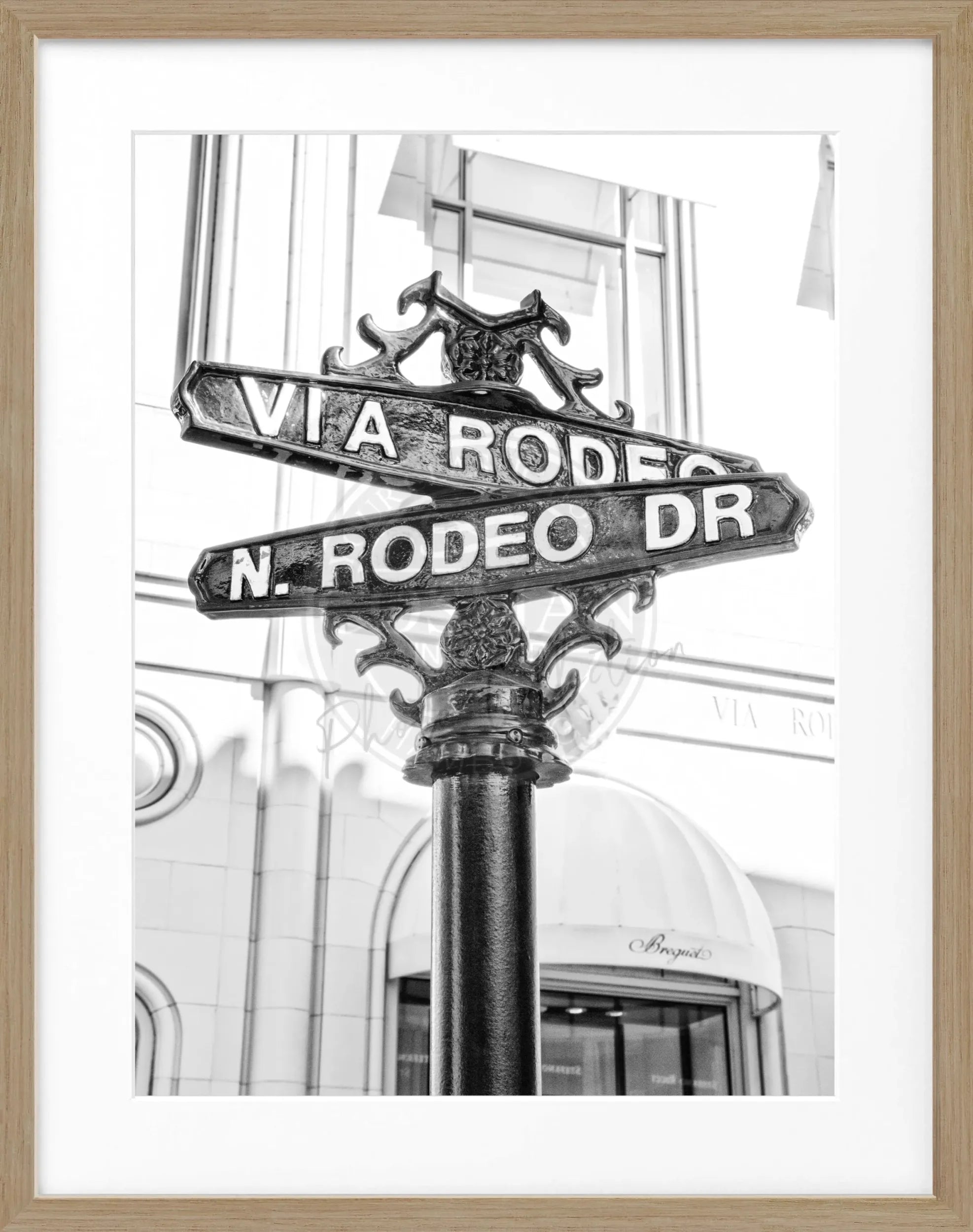 Schwarz-weiß Poster mit Rahmen, Kalifornien Beverly Hills Rodeo Drive, Cosman-Photocollection, 25x31 cm, dekoratives Wandbild