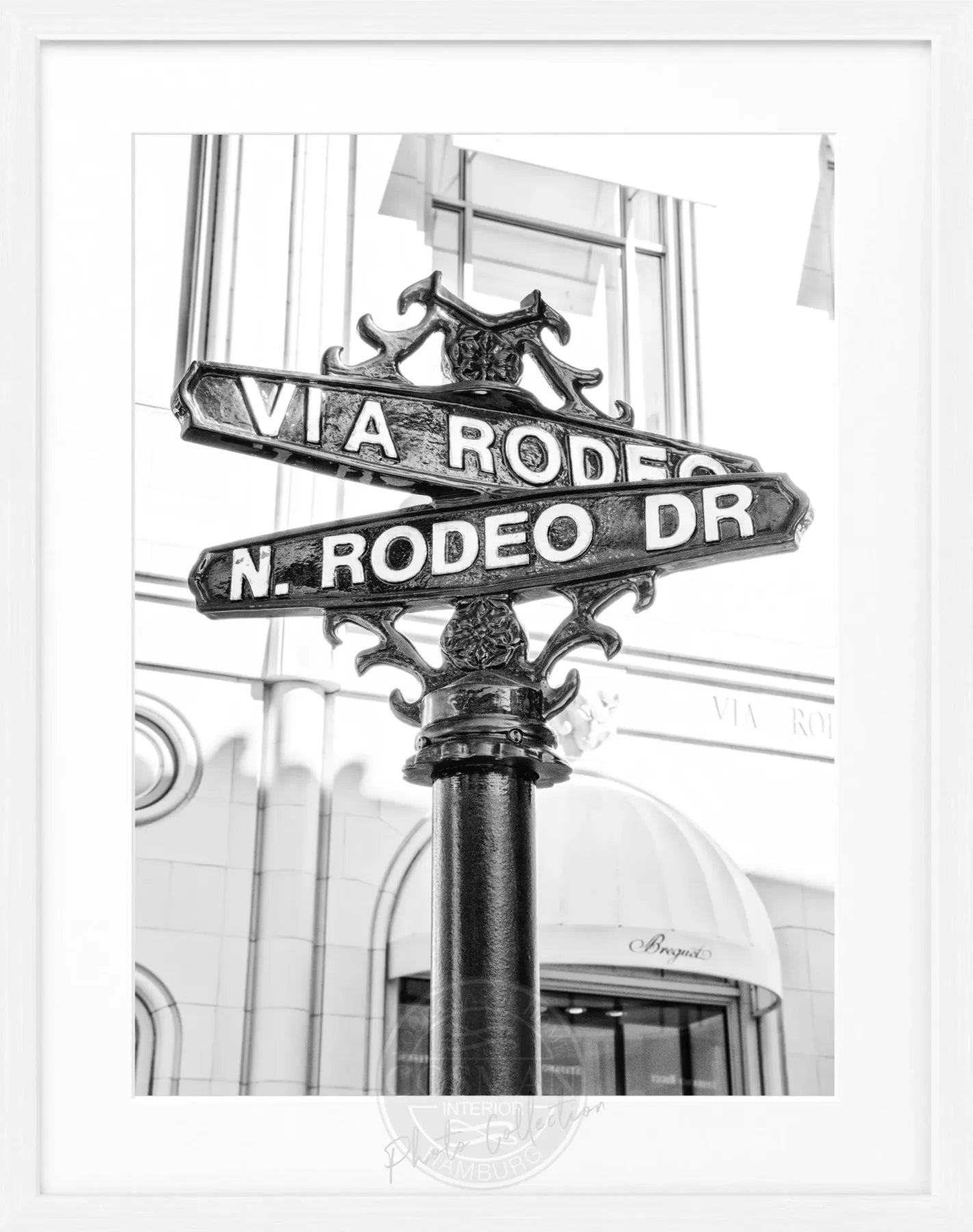 Schwarz-weiß Poster mit Rahmen, Kalifornien Beverly Hills Rodeo Drive, von Cosman-Photocollection, 25x31 cm, stilvolle Wanddekoration