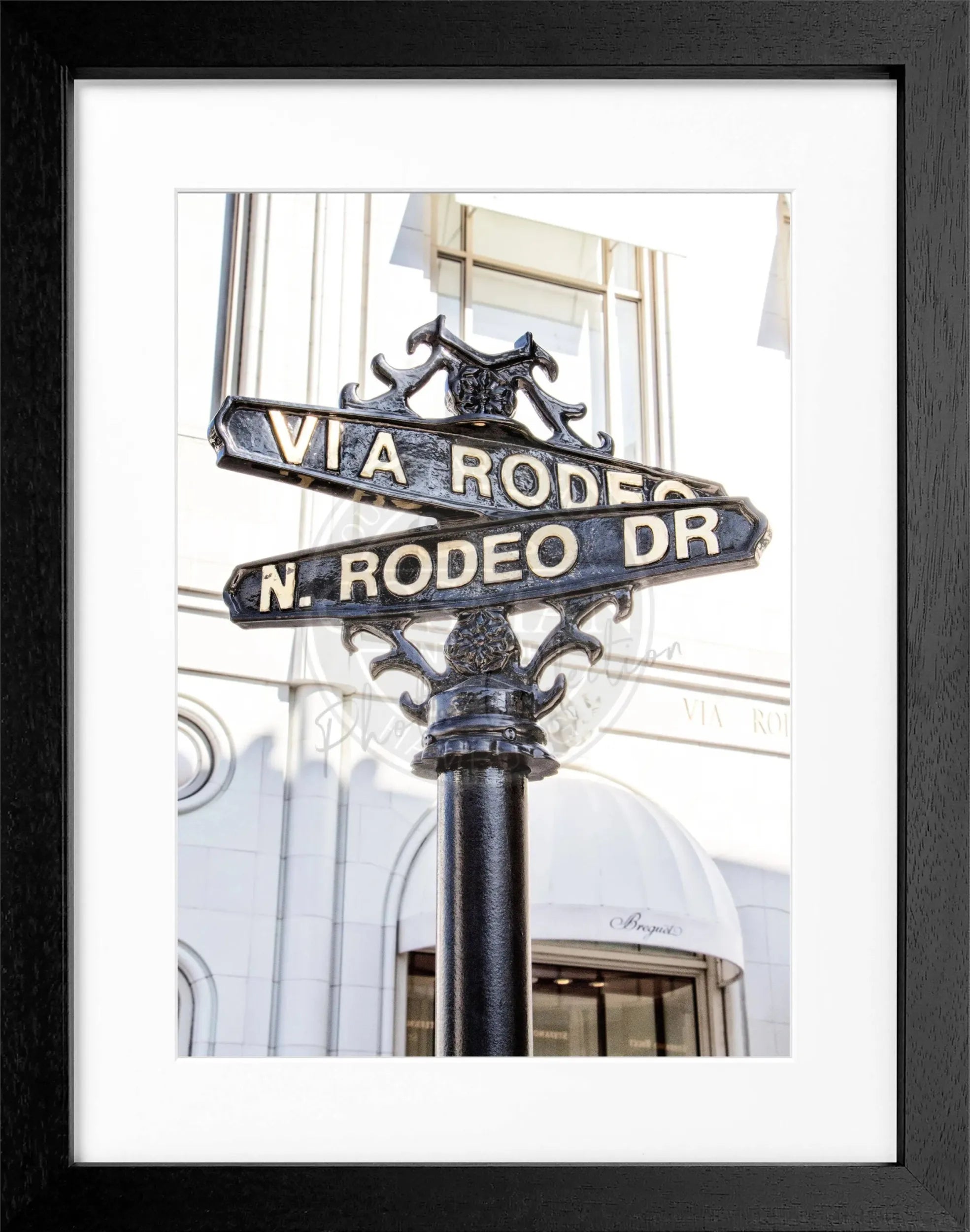 Schwarz-weiß Poster mit Rahmen von Cosman-Photocollection, Kalifornien Beverly Hills Rodeo Drive, 25x31 cm, stilvolles Wandbild