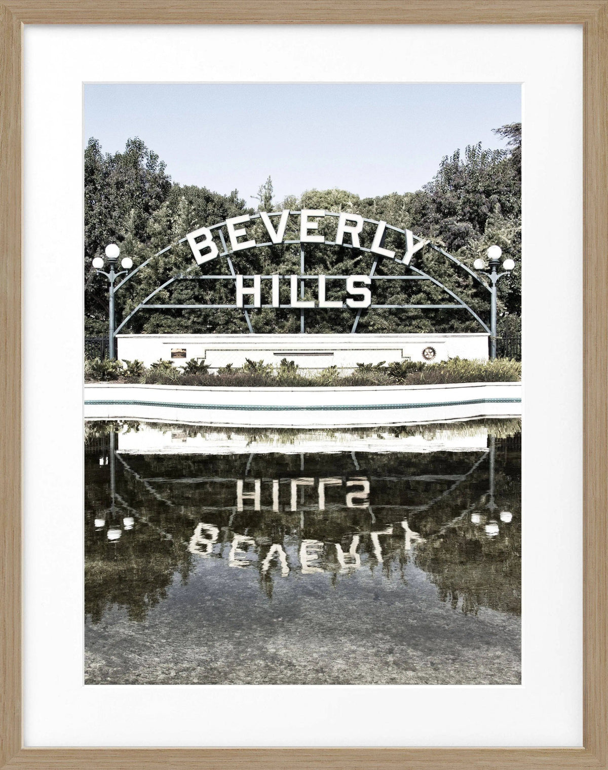 Schwarz-weiß Poster mit Rahmen, Kalifornien Beverly Hills Sign, Cosman-Photocollection, 25x31cm, Wanddekoration