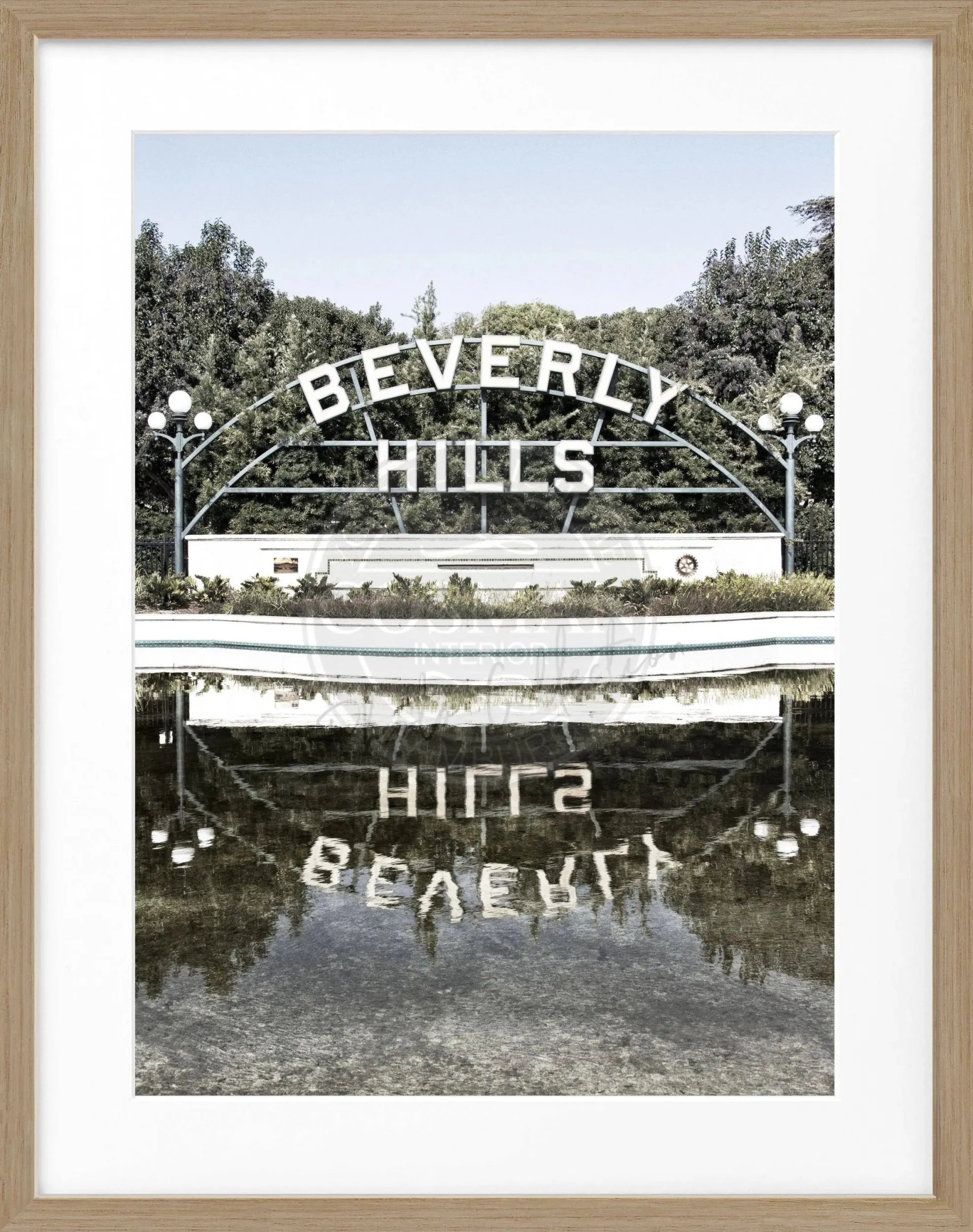 Schwarz-weiß Poster mit Rahmen, Kalifornien Beverly Hills Sign, Cosman-Photocollection, 25x31cm, Wanddekoration