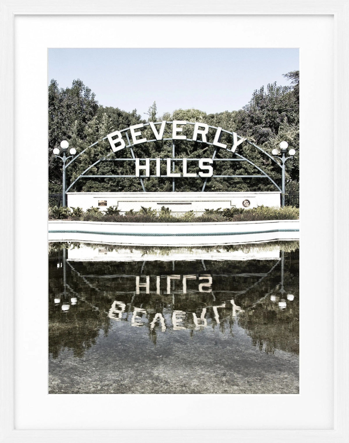 Schwarz-weiß Poster mit Rahmen, Kalifornien Beverly Hills Schild, Cosman-Photocollection, 25x31 cm