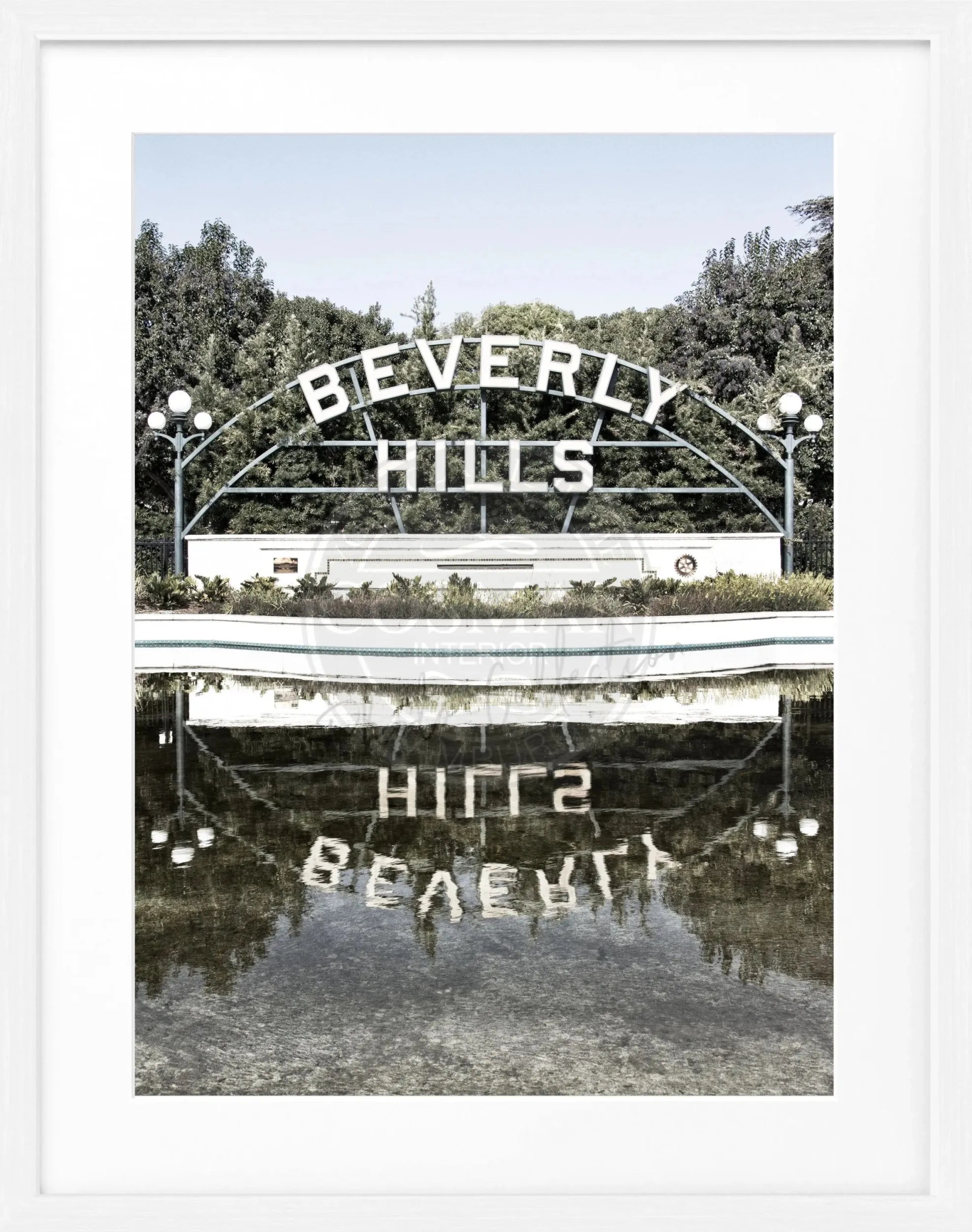 Schwarz-weiß Poster mit Rahmen, Kalifornien Beverly Hills Schild, Cosman-Photocollection, 25x31 cm
