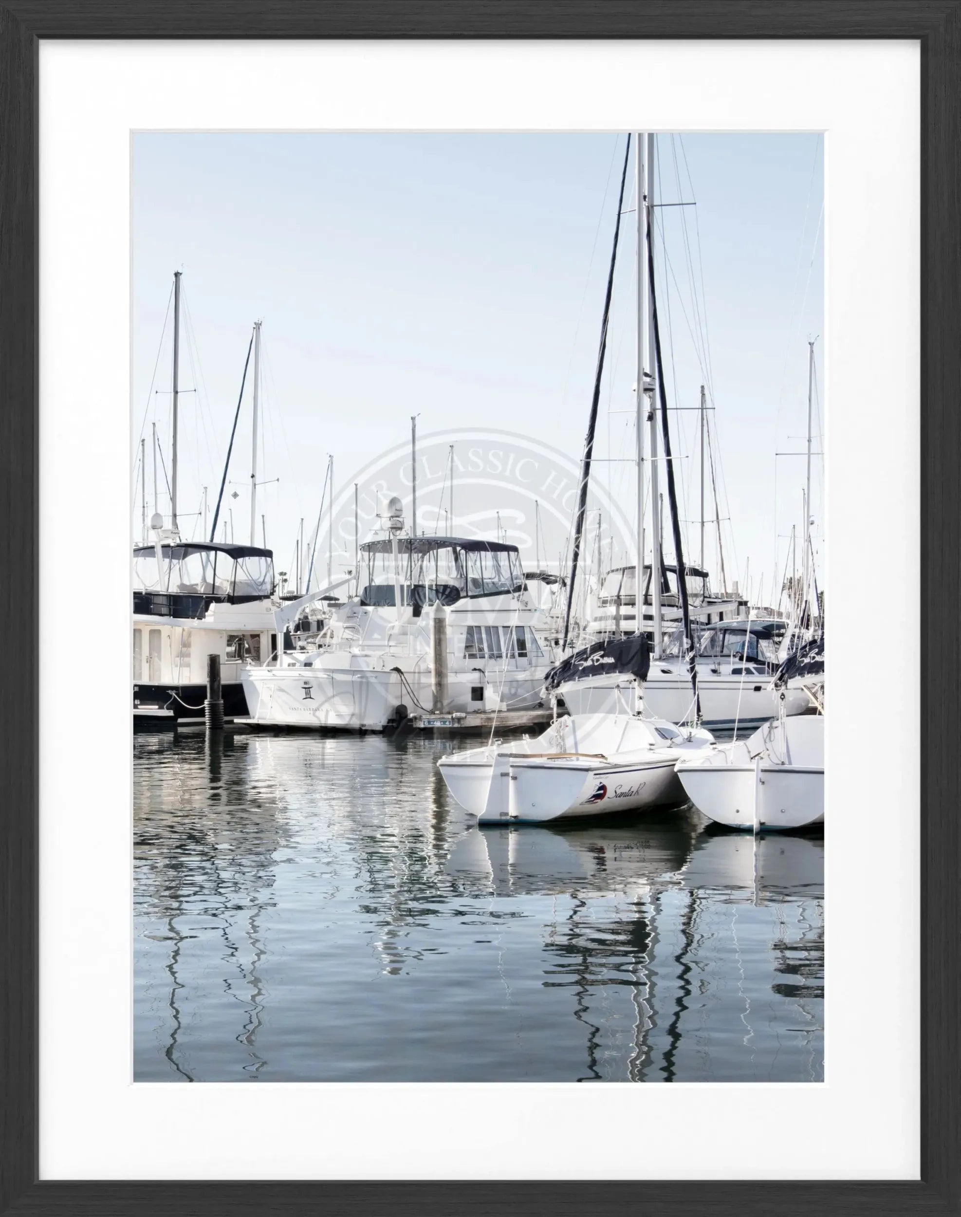 Schwarz-weiß Poster mit Rahmen von Kalifornien 'Boat' von Cosman-Photocollection, 25x31cm, dekoratives Wandbild