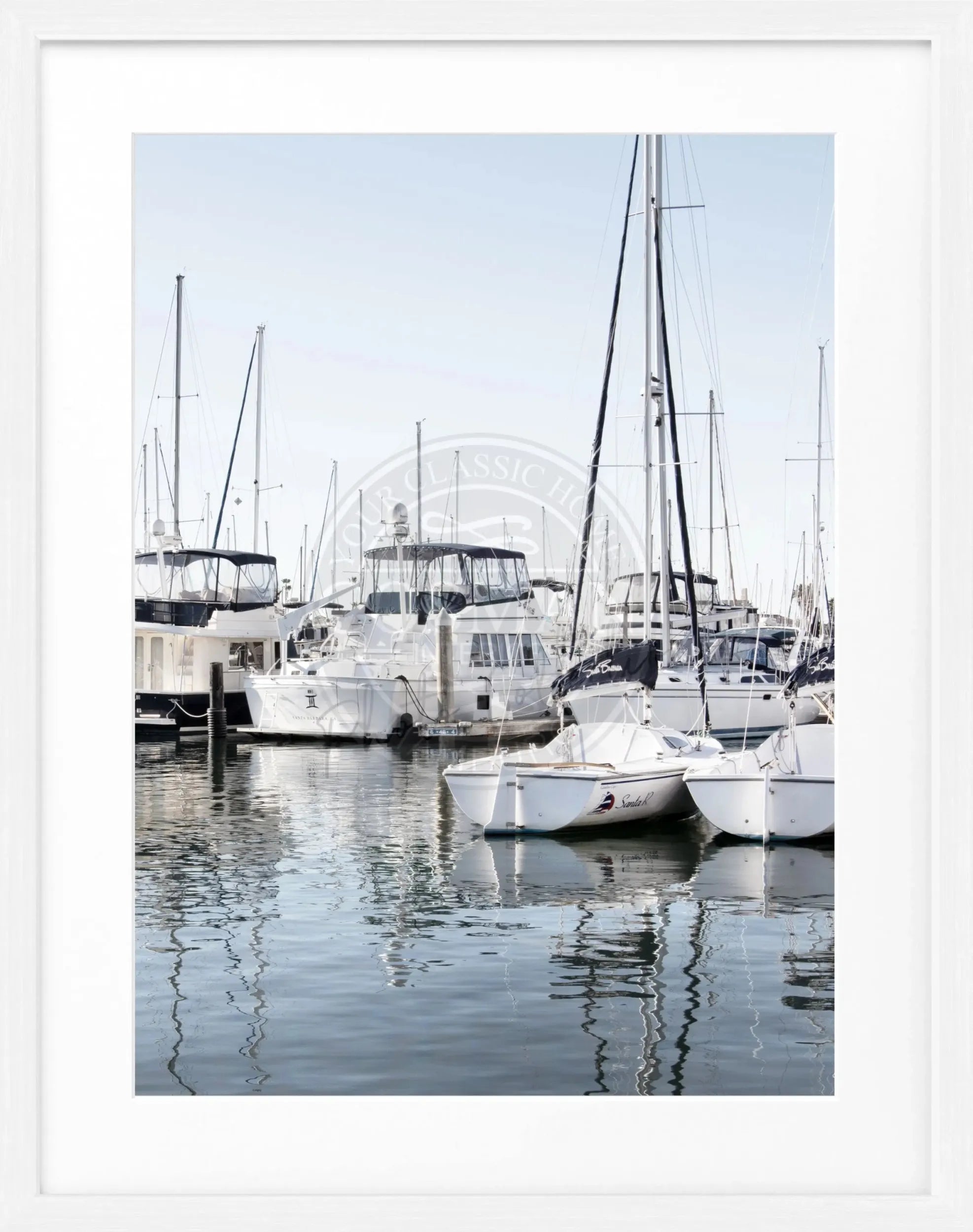 Schwarz-weiß Poster mit Rahmen von Cosman-Photocollection, Kalifornien 'Boat', 25x31cm, dekoratives Wandbild.
