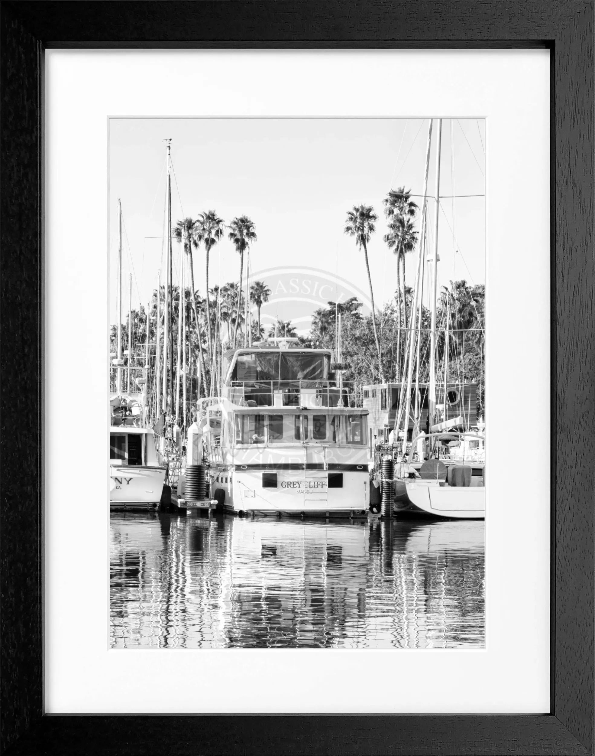 Schwarz-weiß Poster mit Rahmen Kalifornien 'Boat' von Cosman-Photocollection, 25x31cm, maritime Motiv in eleganter Optik