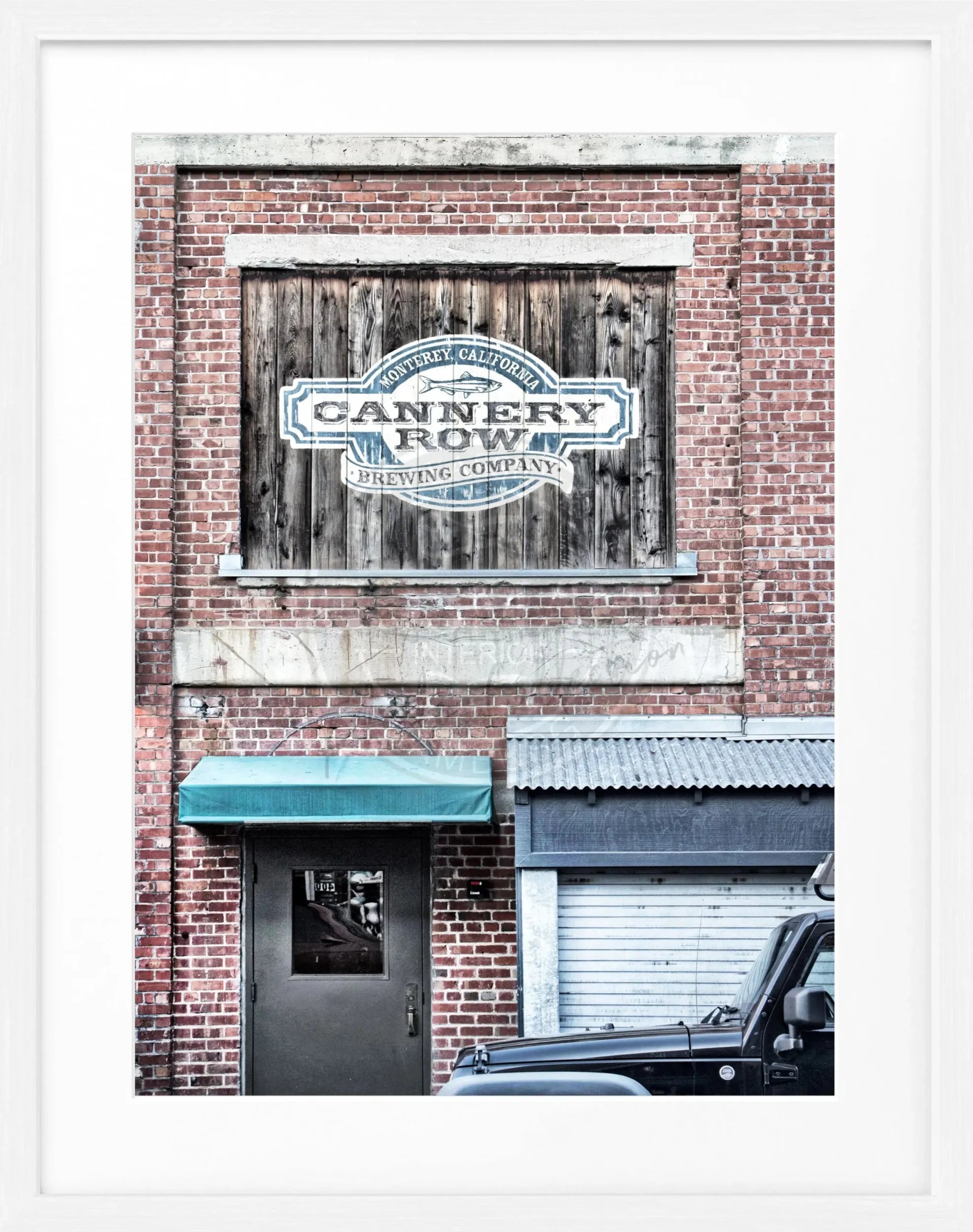 Schwarz-weiß Poster mit Rahmen, Kalifornien Cannery Row in Monterey, von Cosman-Photocollection, 25x31 cm