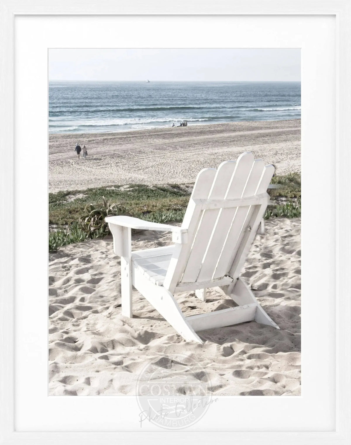 Schwarz-weiß Poster mit Rahmen von Kalifornien, Motiv eines Deckchairs, von Cosman-Photocollection, 25x31cm