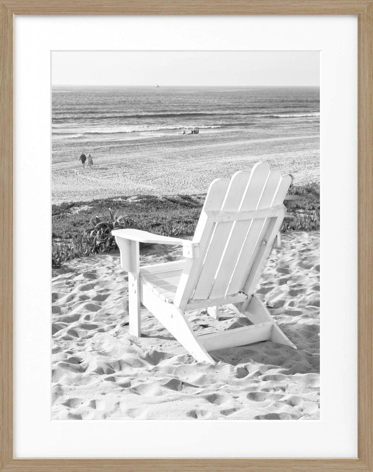 Schwarz-weiß Poster mit Rahmen von Kalifornien ’Deckchair’ von Cosman-Photocollection, 25x31cm, dekoratives Wandbild
