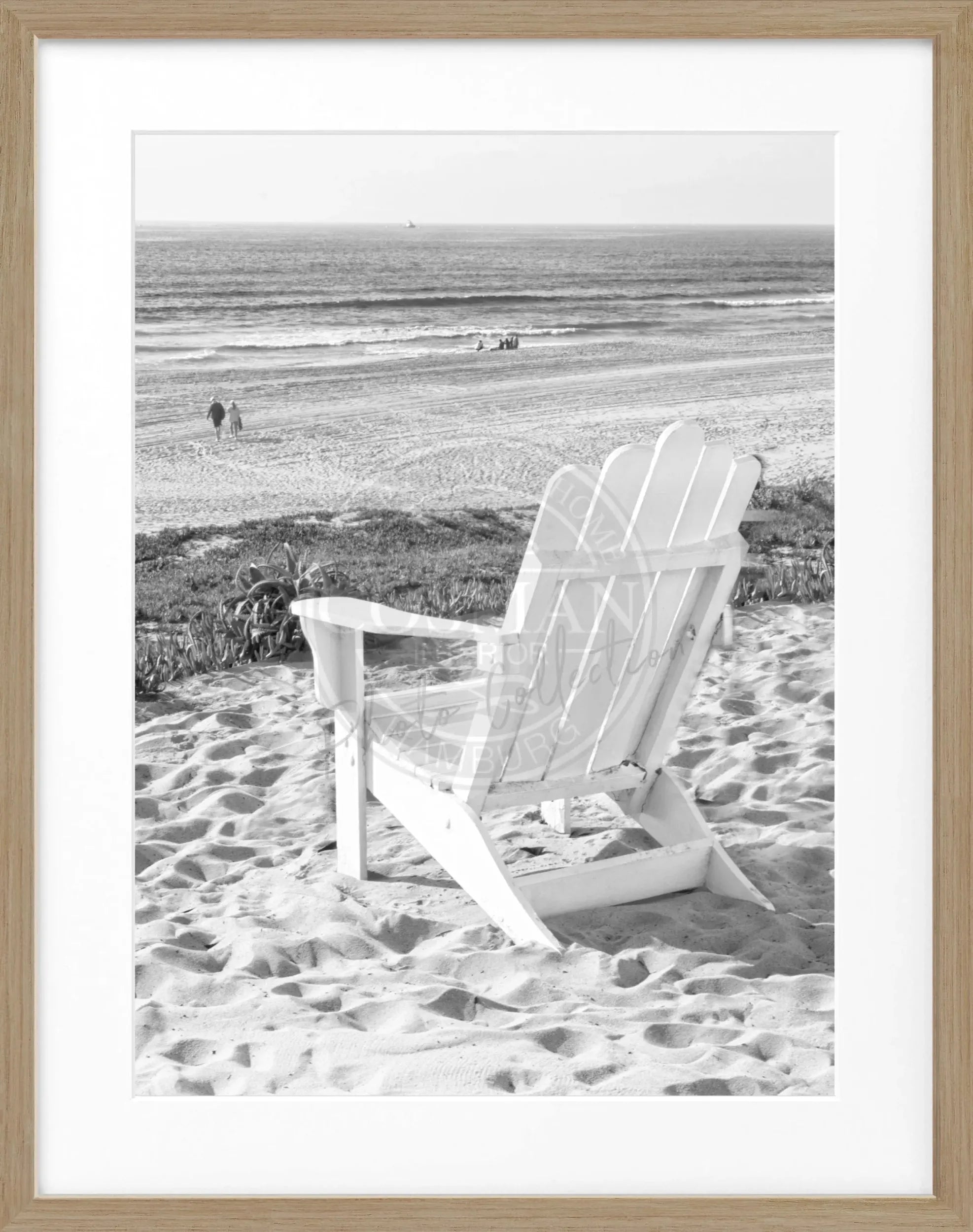 Schwarz-weiß Poster mit Rahmen von Kalifornien ’Deckchair’ von Cosman-Photocollection, 25x31cm, dekoratives Wandbild