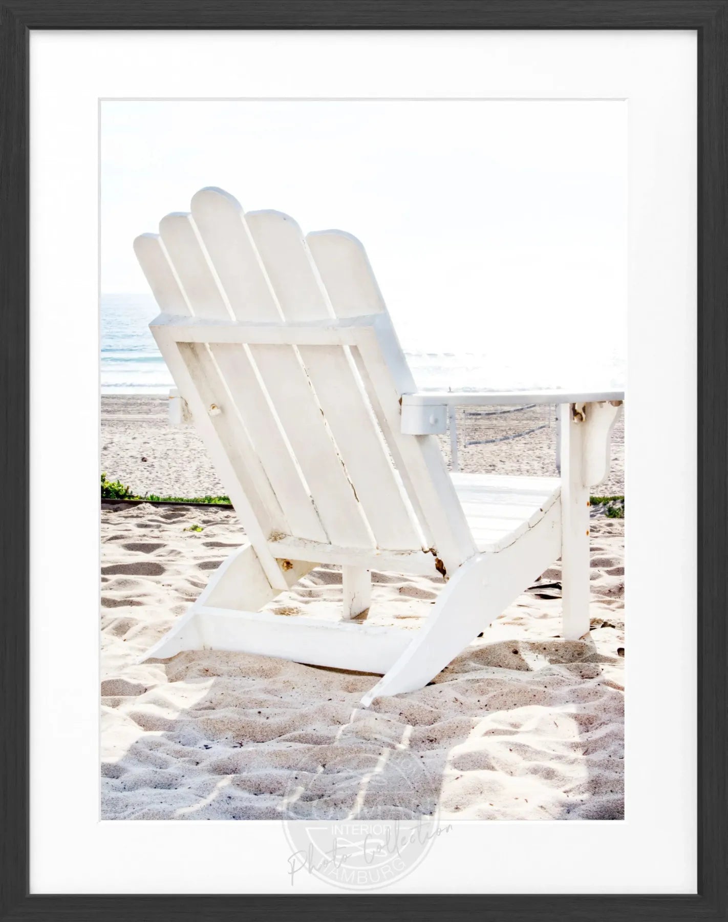 Schwarz-weiß Poster mit Rahmen, Kalifornien Motiv, Deckchair, von Cosman-Photocollection, 25x31cm, Wanddekor