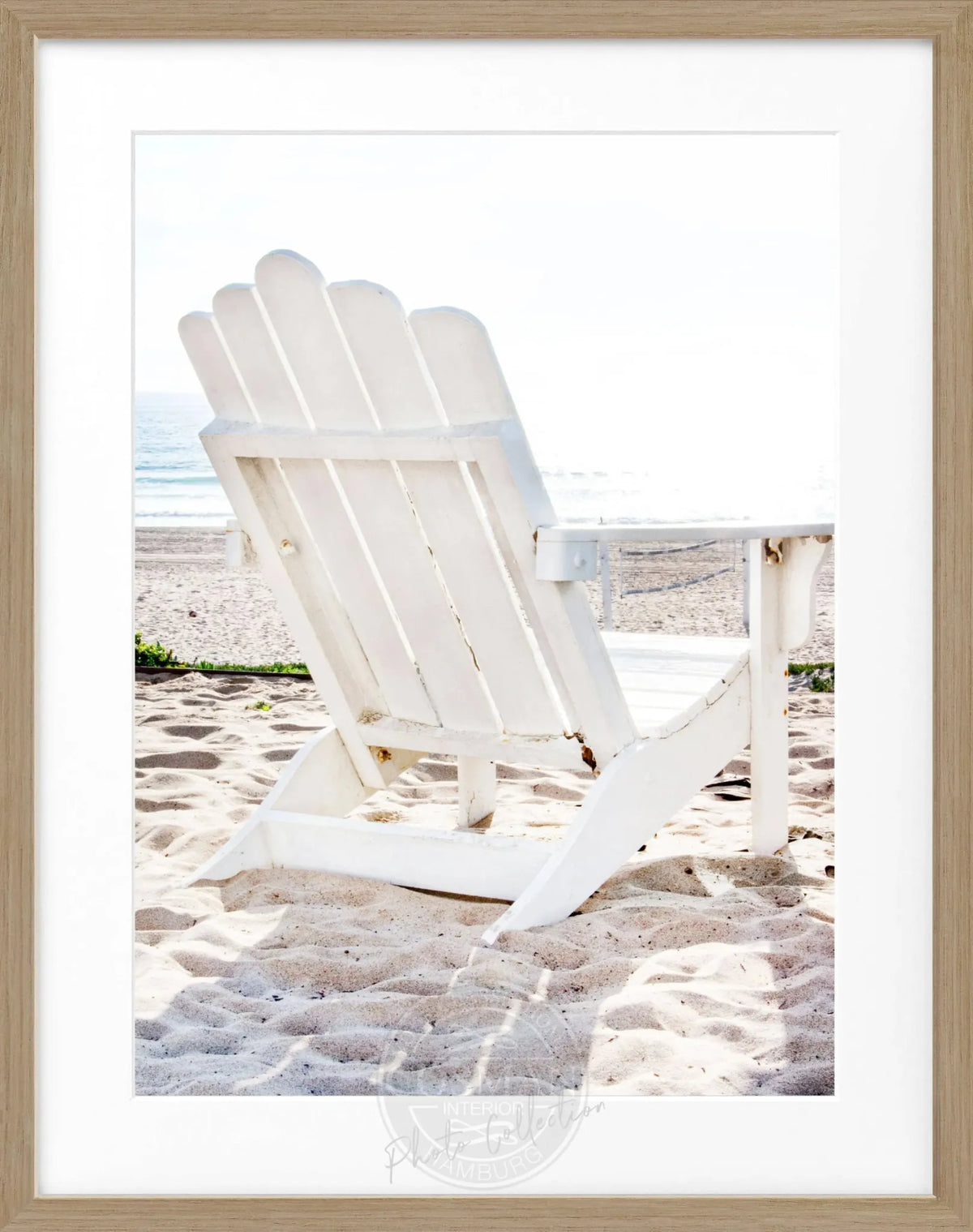 Schwarz-weiß Poster mit Rahmen, Kalifornien Deckchair Motiv, 25x31 cm, von Cosman-Photocollection
