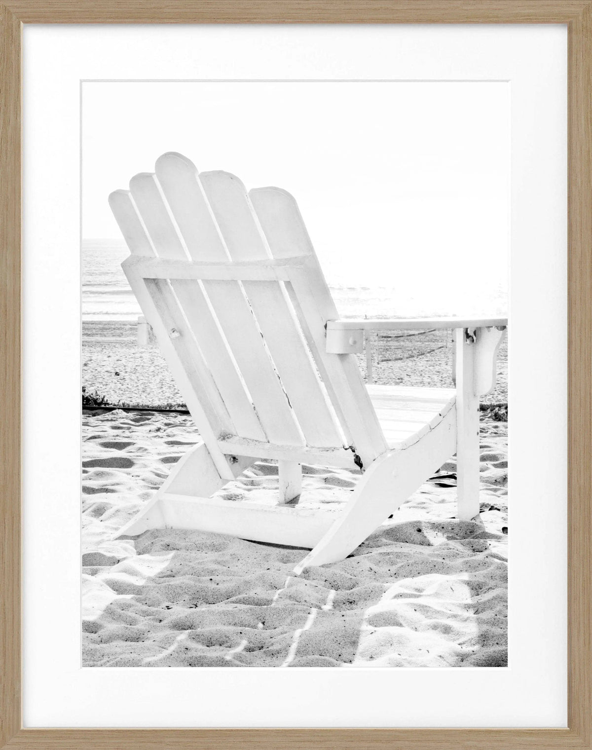 Schwarz-weiß Poster mit Rahmen, Kalifornien ’Deckchair’ von Cosman-Photocollection, 25x31 cm, dekoratives Wandbild