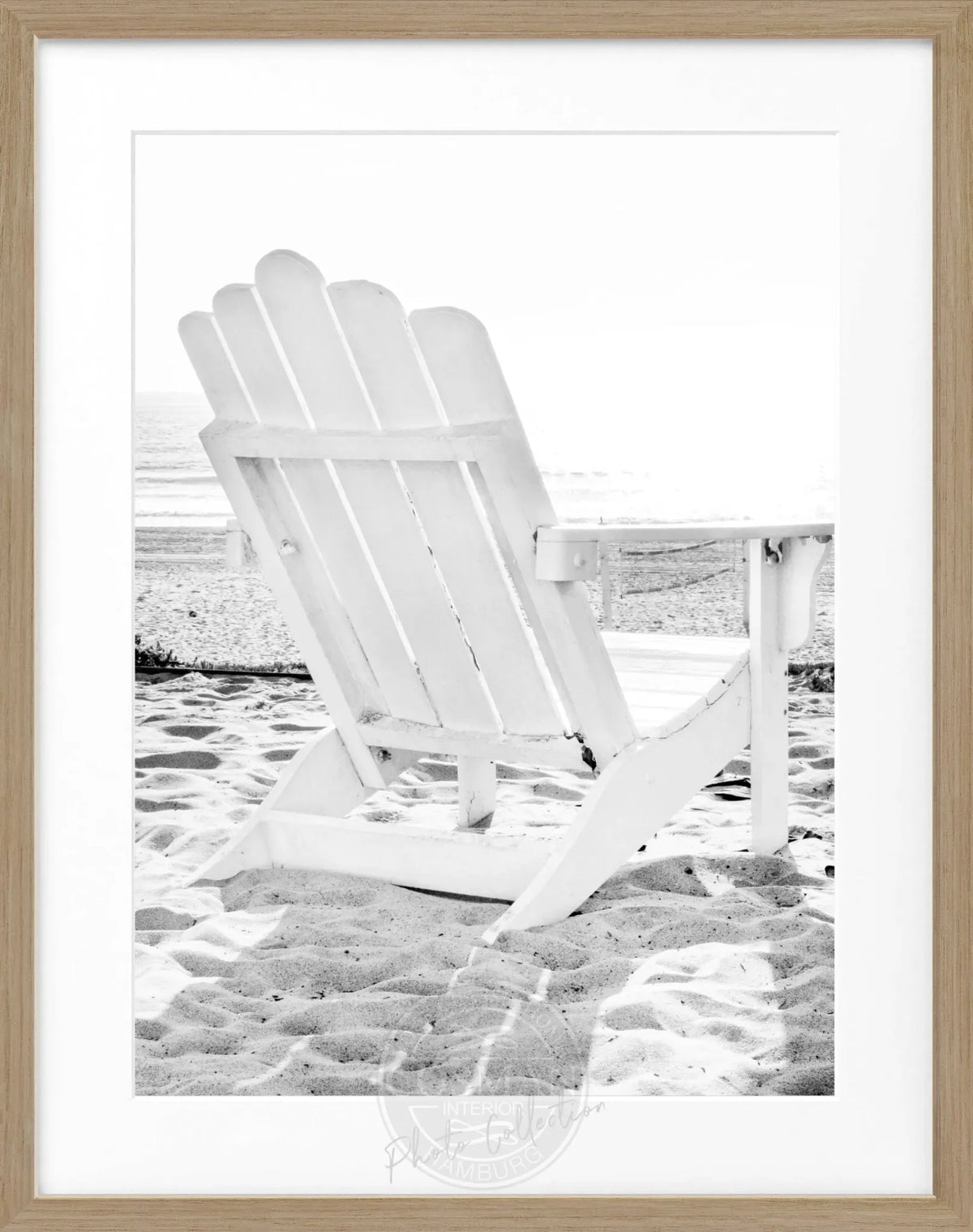Schwarz-weiß Poster mit Rahmen, Kalifornien ’Deckchair’ von Cosman-Photocollection, 25x31 cm, dekoratives Wandbild