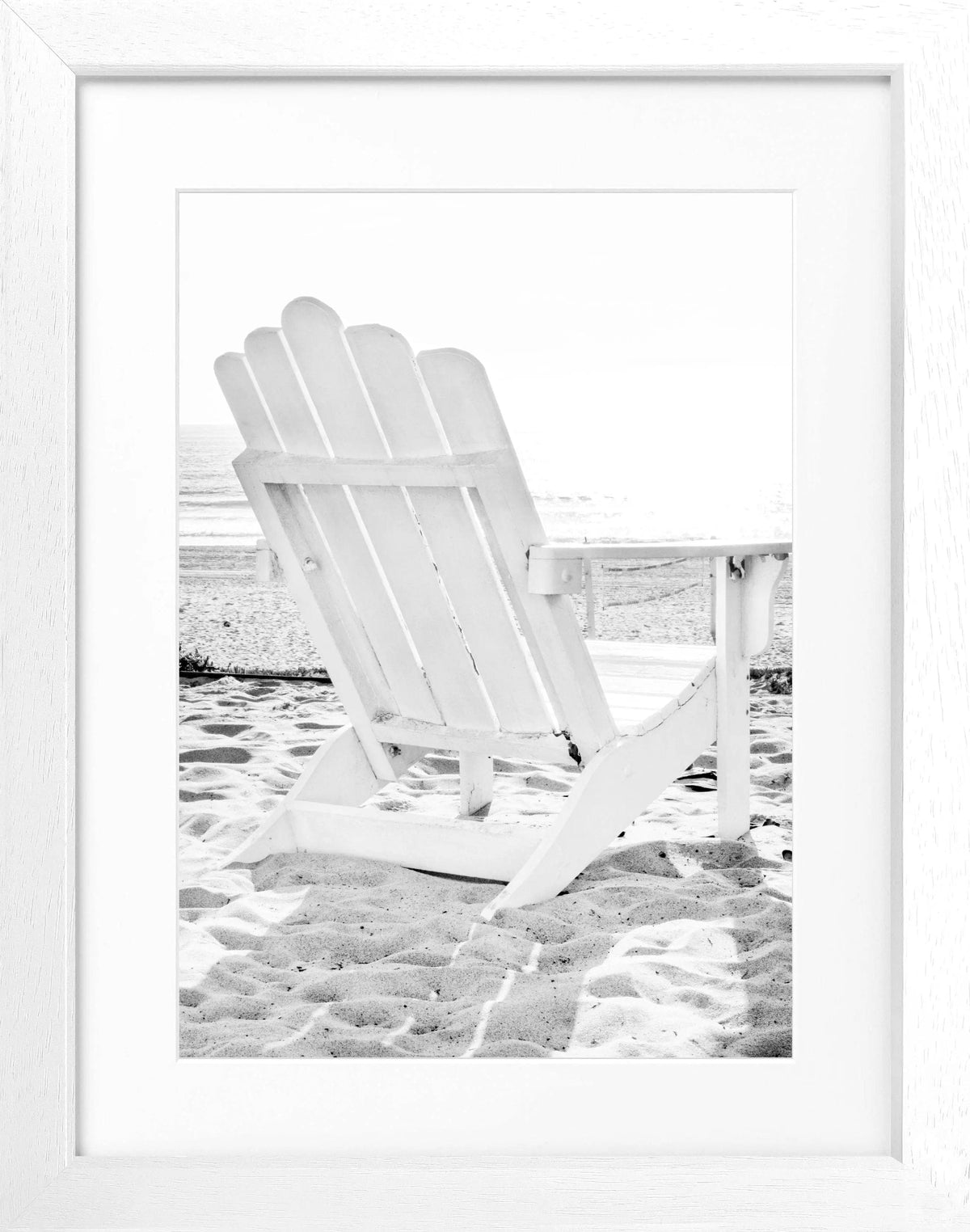 Schwarz-weiß Poster mit Rahmen, Kalifornien, Deckchair-Motiv, von Cosman-Photocollection, 25x31cm, Wanddekoration