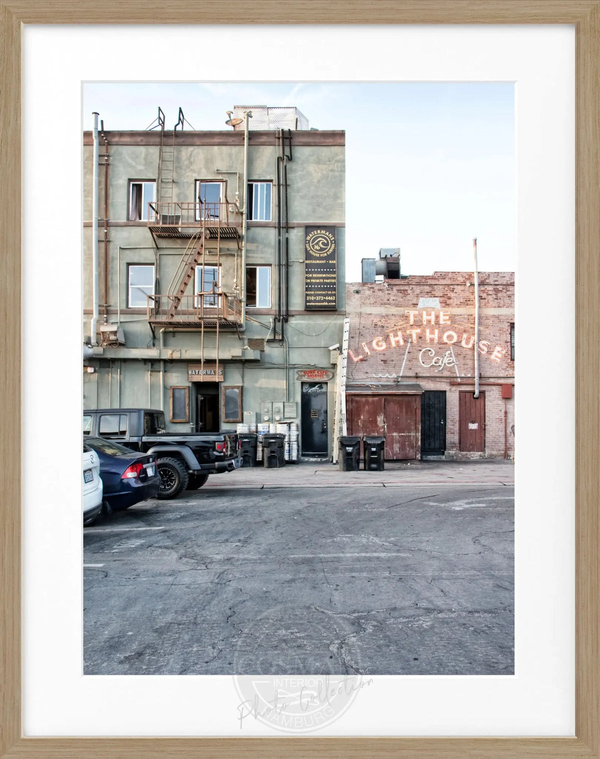 Schwarz-weiß Poster mit Rahmen, Kalifornien Hermosa Beach Motiv, von Cosman-Photocollection, 25x31 cm