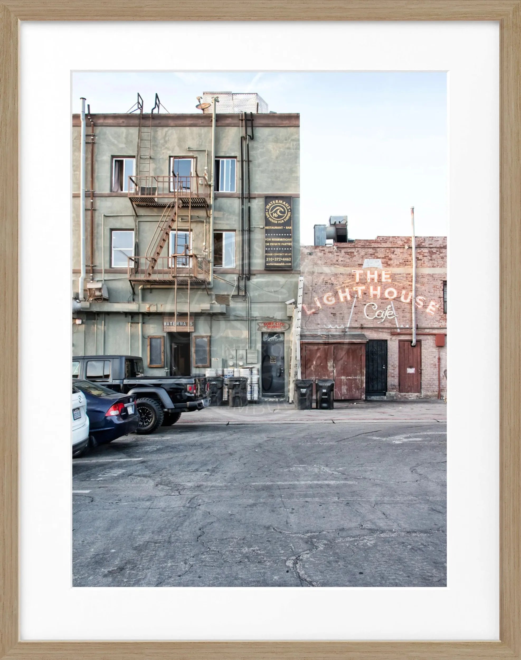Schwarz-weiß Poster mit Rahmen, Kalifornien Hermosa Beach Motiv, von Cosman-Photocollection, 25x31 cm