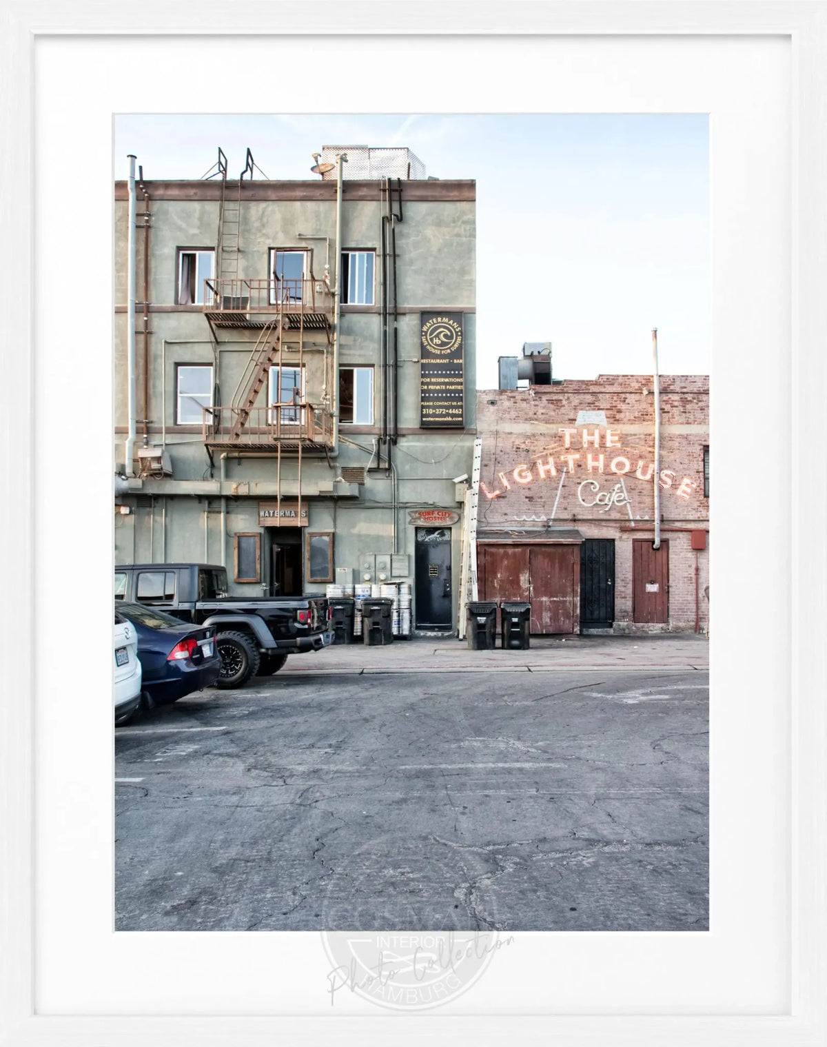 Schwarz-weiß Poster mit Rahmen von Cosman-Photocollection, Kalifornien Hermosa Beach, 25x31 cm, inspirierende Meereslandschaft