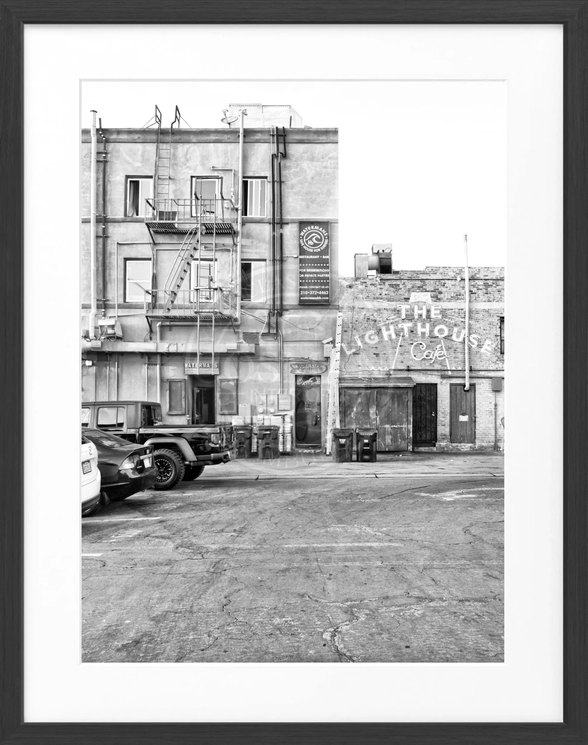 Schwarz-weiß Poster mit Rahmen, Kalifornien Hermosa Beach, Cosman-Photocollection, 25x31 cm, Fotomotiv, Wanddekoration