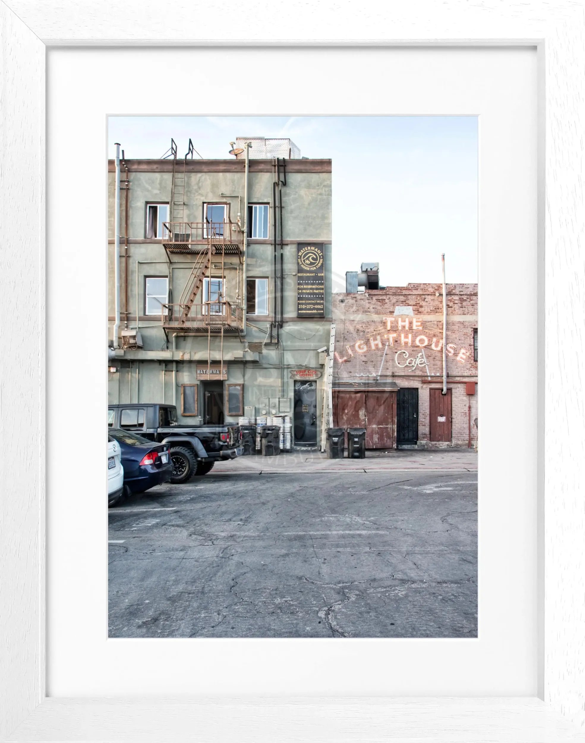 Schwarz-weiß Poster mit Rahmen, Kalifornien Hermosa Beach Motiv, 25x31 cm, von Cosman-Photocollection