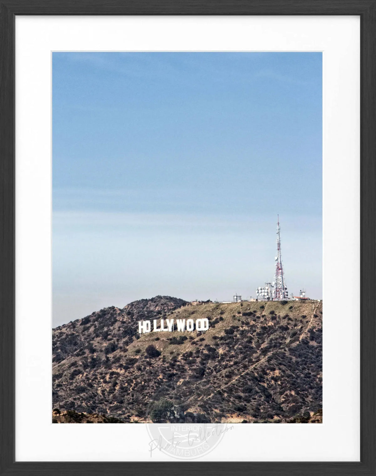 Schwarz-weiß Poster mit Rahmen von Kalifornien Hollywood Hills, 25x31 cm, von Cosman-Photocollection, Wanddekoration
