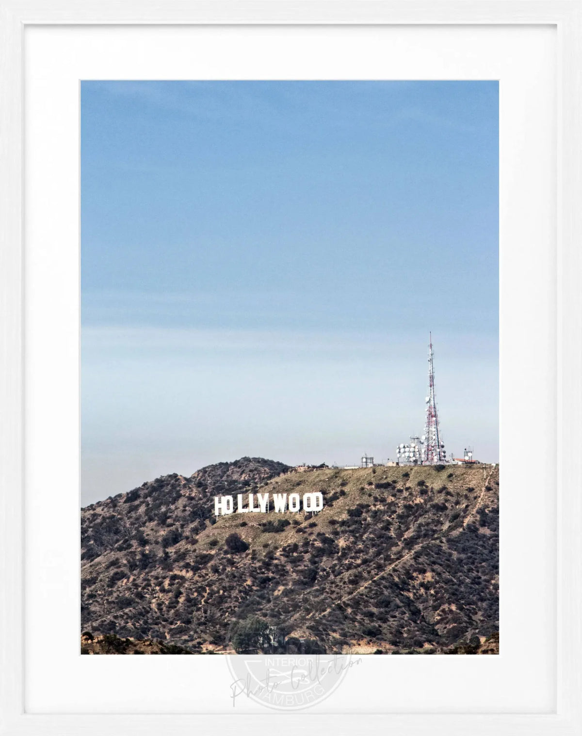 Schwarz-weiß Poster mit Rahmen, Kalifornien Hollywood Hills, 25x31 cm, von Cosman-Photocollection, Wanddekoration mit Motiv.