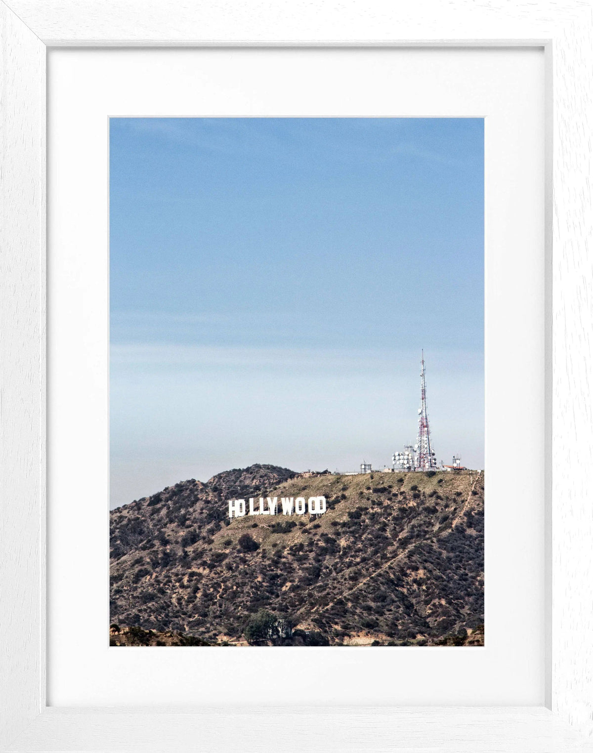 Schwarz-weiß Poster mit Rahmen, Kalifornien Hollywood Hills, 25x31 cm, von Cosman-Photocollection, Wanddekoration