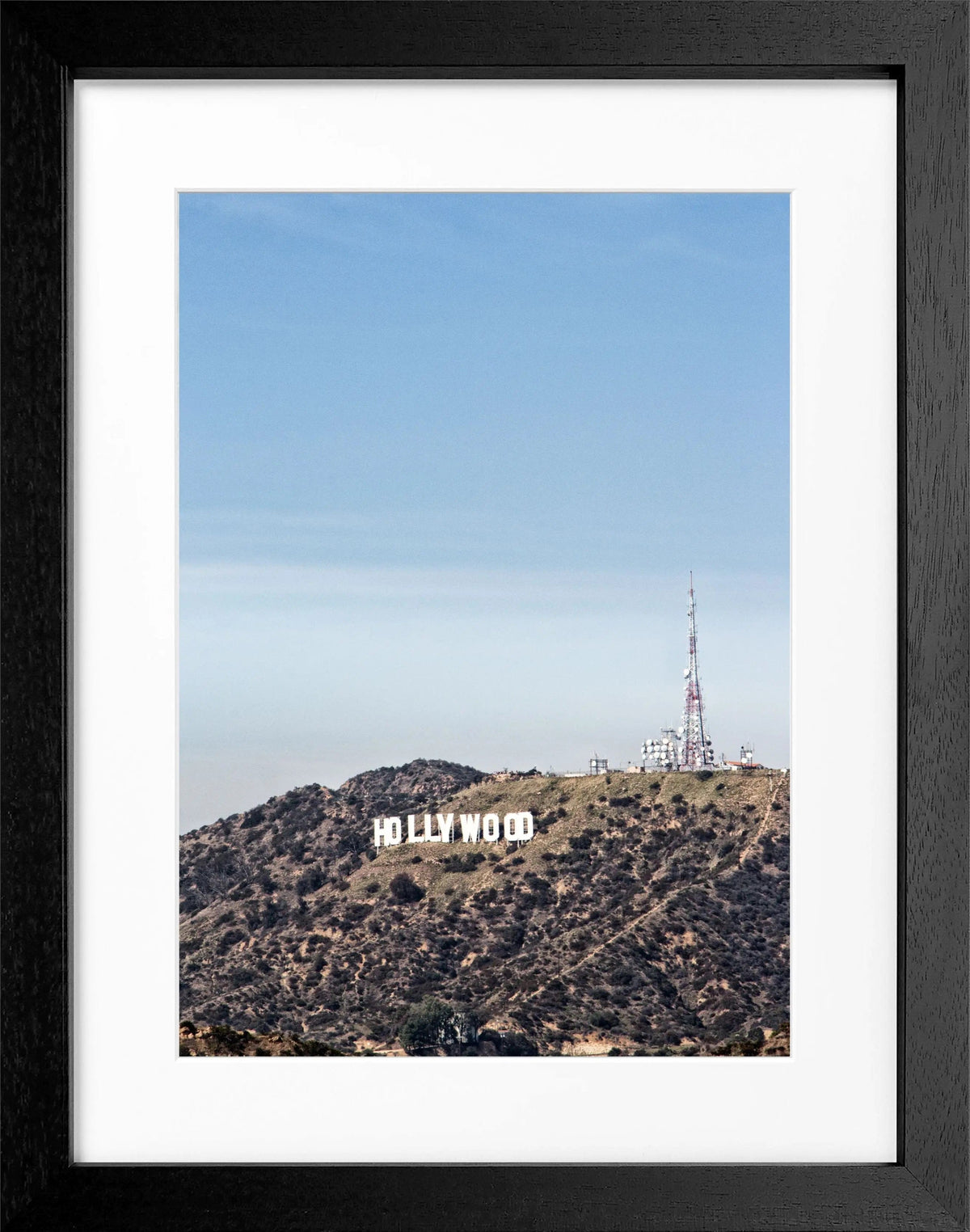 Schwarz-weiß Poster mit Rahmen von Kalifornien Hollywood Hills, 25cm x 31cm, von Cosman-Photocollection.