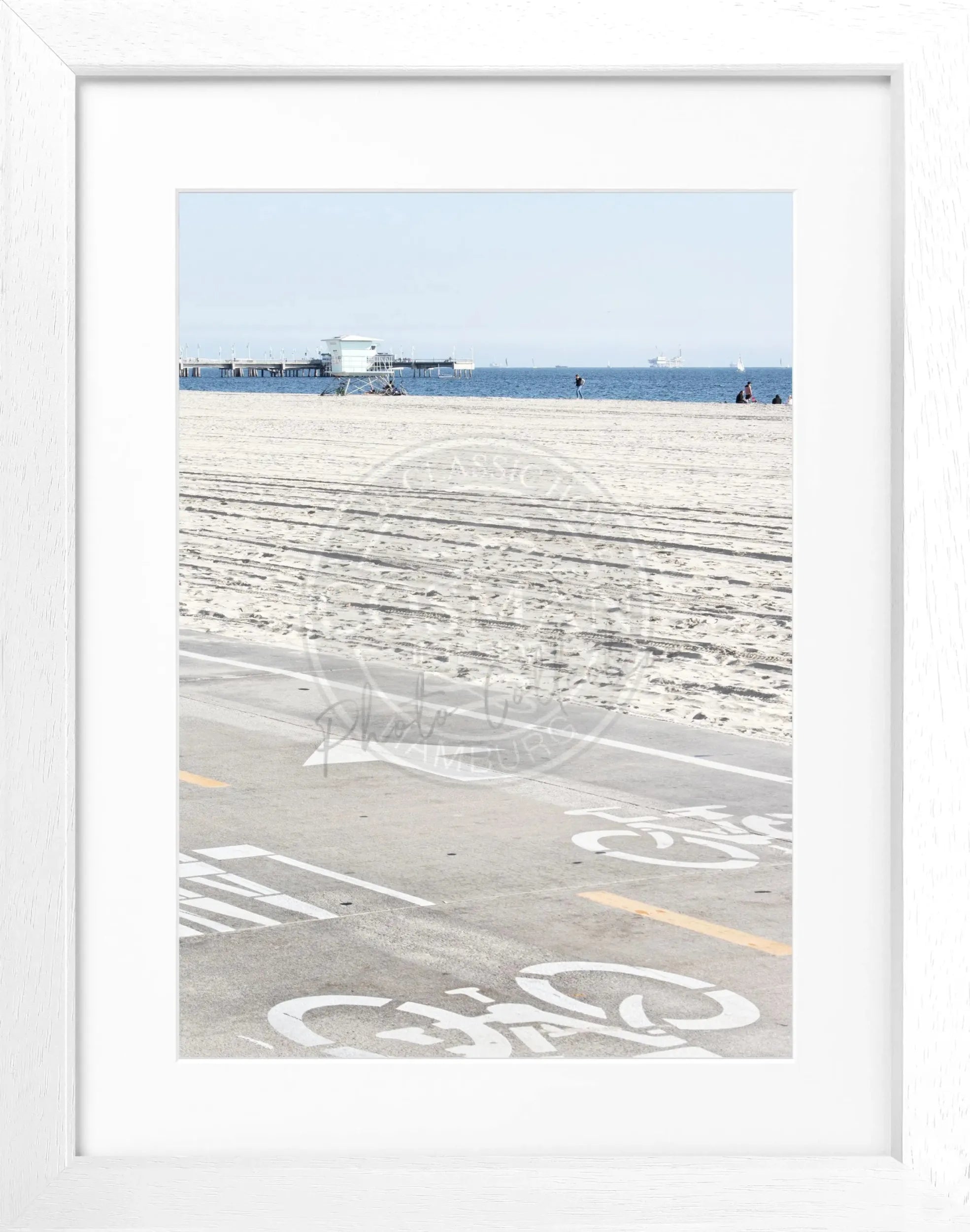 Schwarz-weiß Poster mit Rahmen, Kalifornien Huntington Beach, von Cosman-Photocollection, 25x31 cm, dekoratives Wandbild