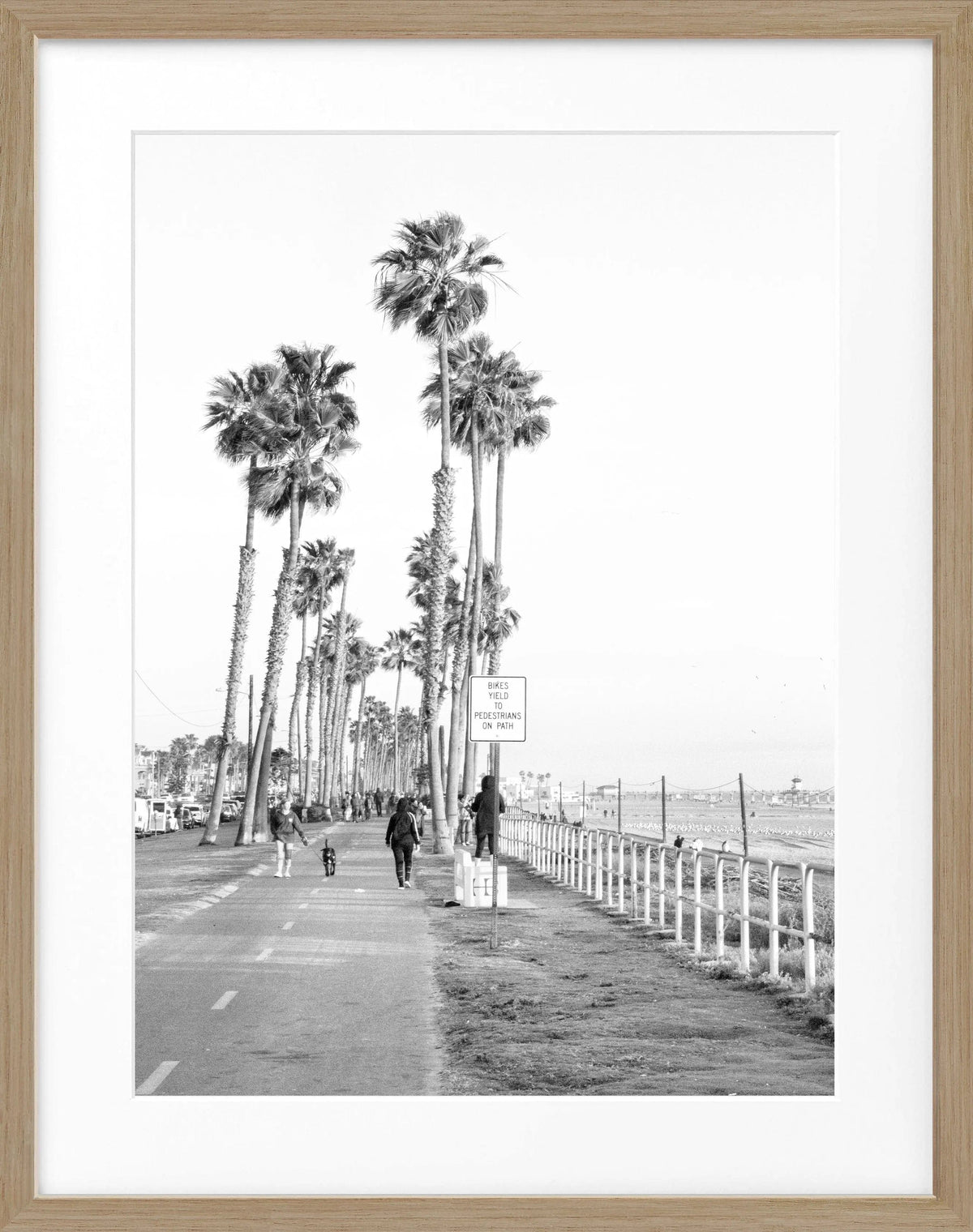 Schwarz-weiß Poster mit Rahmen, Kalifornien Huntington Beach Motiv, 25x31cm, von Cosman-Photocollection
