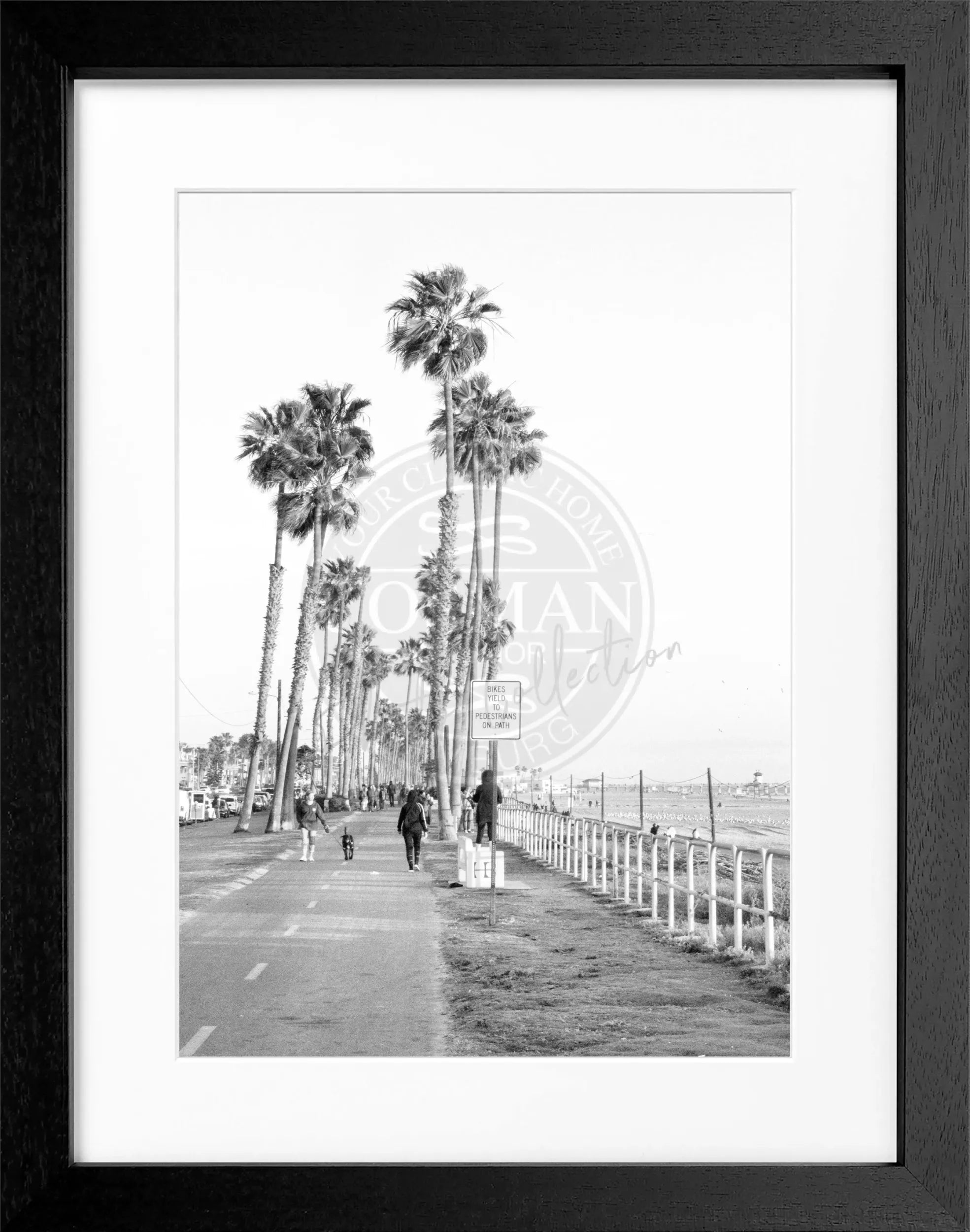 Schwarz-weiß Poster mit Rahmen von Cosman-Photocollection, Kalifornien Huntington Beach, 25x31cm, fotografisches Kunstwerk