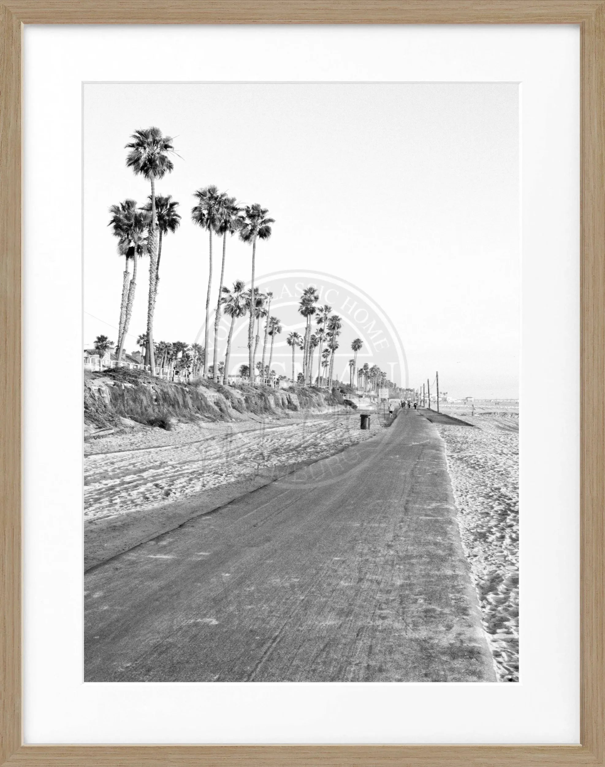 Schwarz-weiß Poster mit Rahmen von Cosman-Photocollection, Kalifornien Huntington Beach, 25x31 cm, Wanddekoration