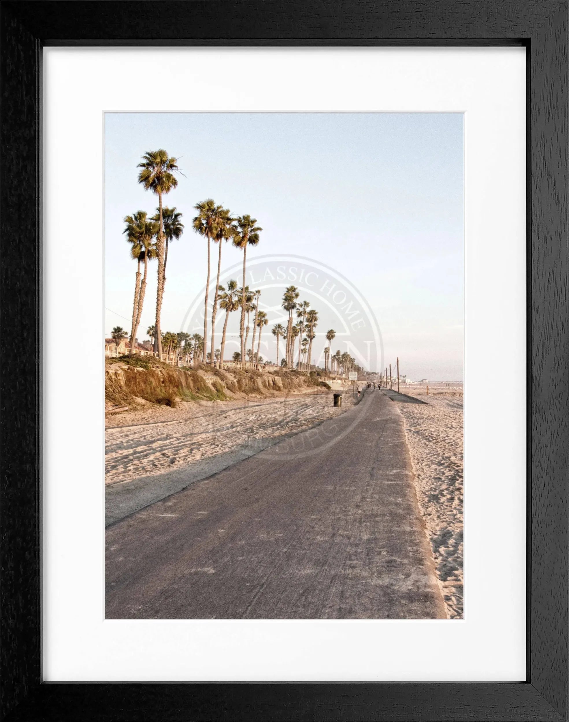 Schwarz-weiß Poster mit Rahmen von Cosman-Photocollection, Kalifornien Huntington Beach, 25x31 cm, Wanddekoration