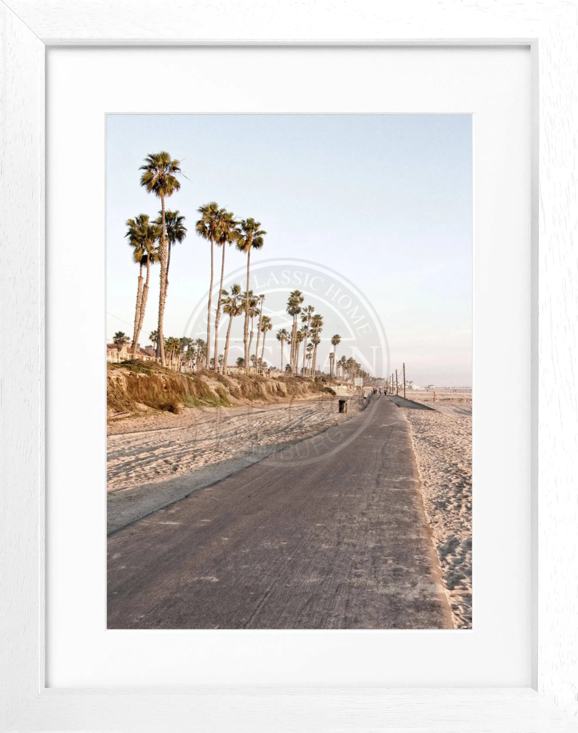 Schwarz-weißer Poster mit Rahmen von Cosman-Photocollection, Kalifornien Huntington Beach Motiv, 25x31cm