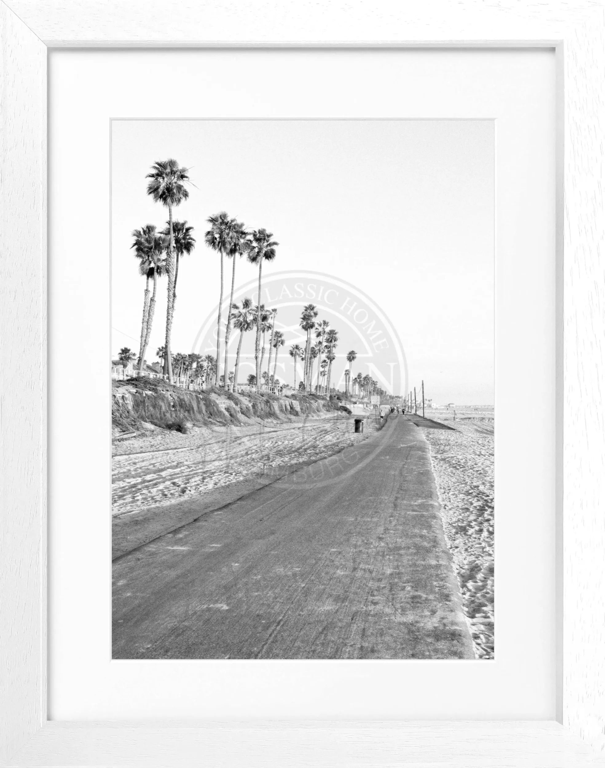 Schwarz-weiß Poster mit Rahmen, Kalifornien Huntington Beach, Cosman-Photocollection, 25x31 cm, Wanddekoration