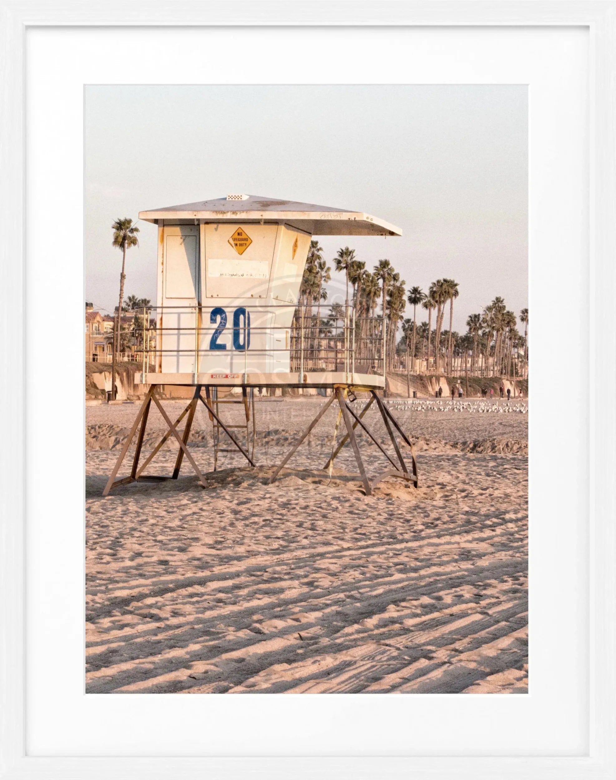 Schwarz-weiß Poster mit Rahmen, Kalifornien Huntington Beach Lifeguard, Cosman-Photocollection, 25x31cm, Strandmotiv