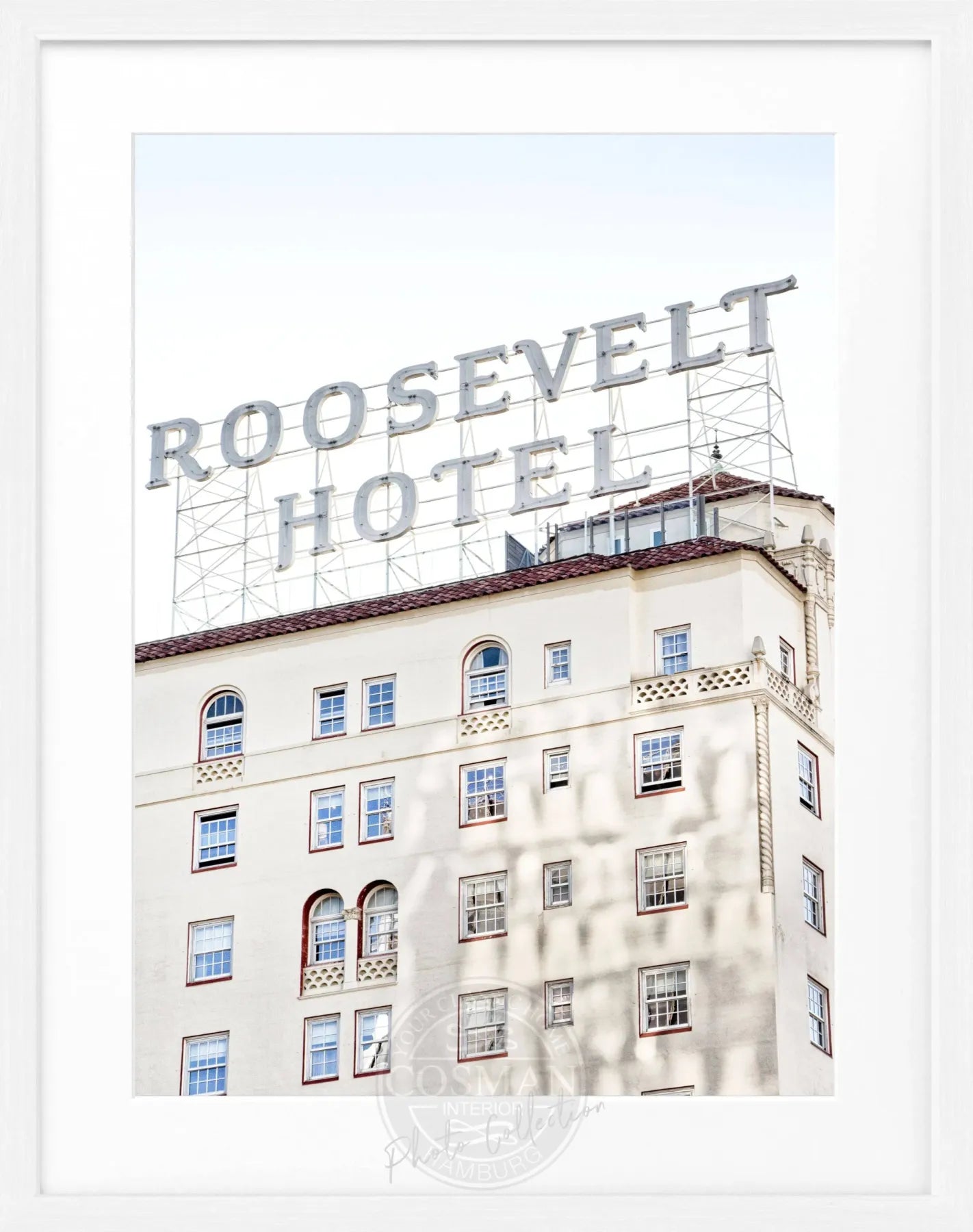 Schwarz-Weiß-Poster mit Rahmen, Kalifornien Los Angeles Roosevelt Hotel, von Cosman-Photocollection, 25x31cm, Wanddekoration