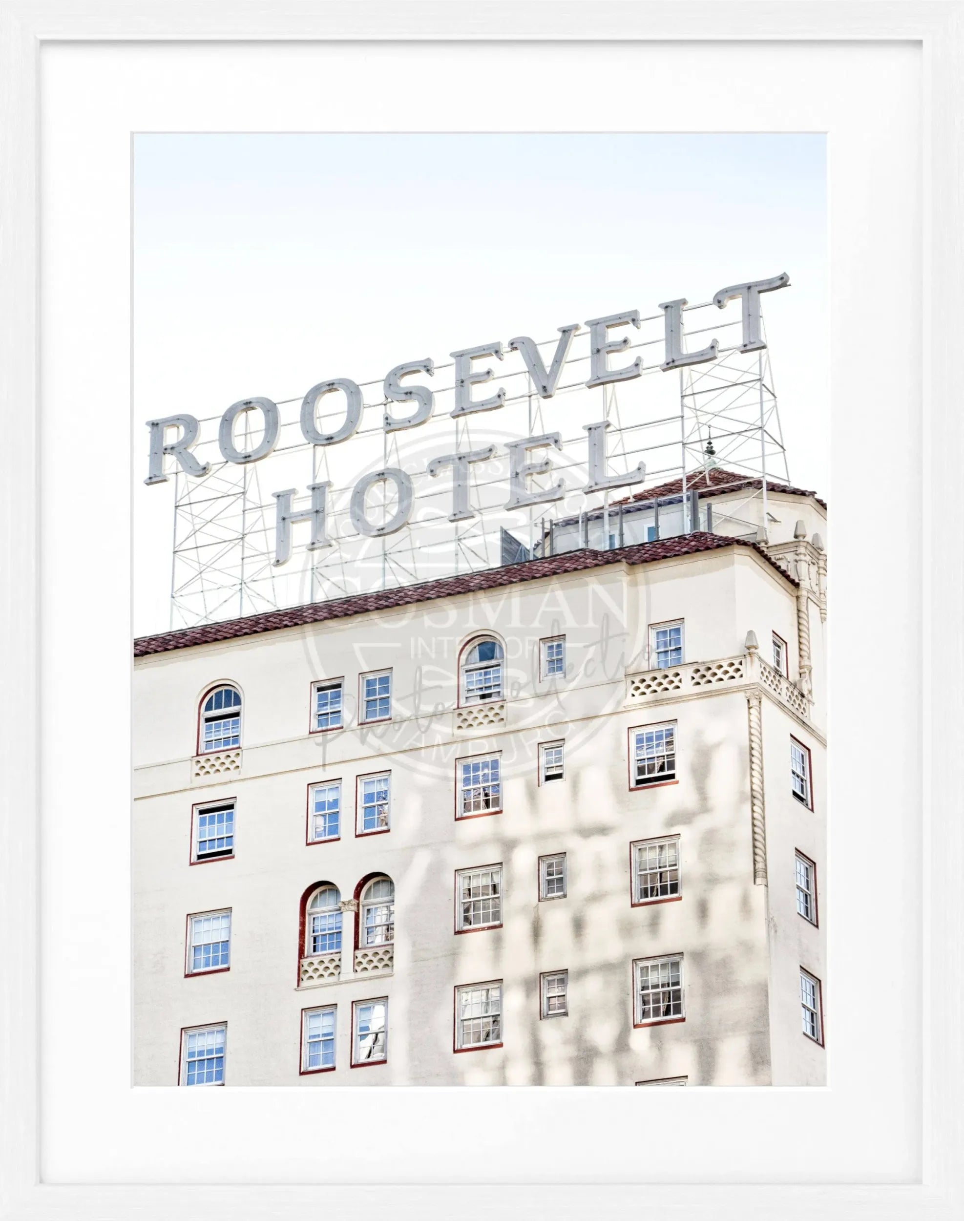 Schwarz-Weiß-Poster mit Rahmen, Kalifornien Los Angeles Roosevelt Hotel, von Cosman-Photocollection, 25x31cm, Wanddekoration