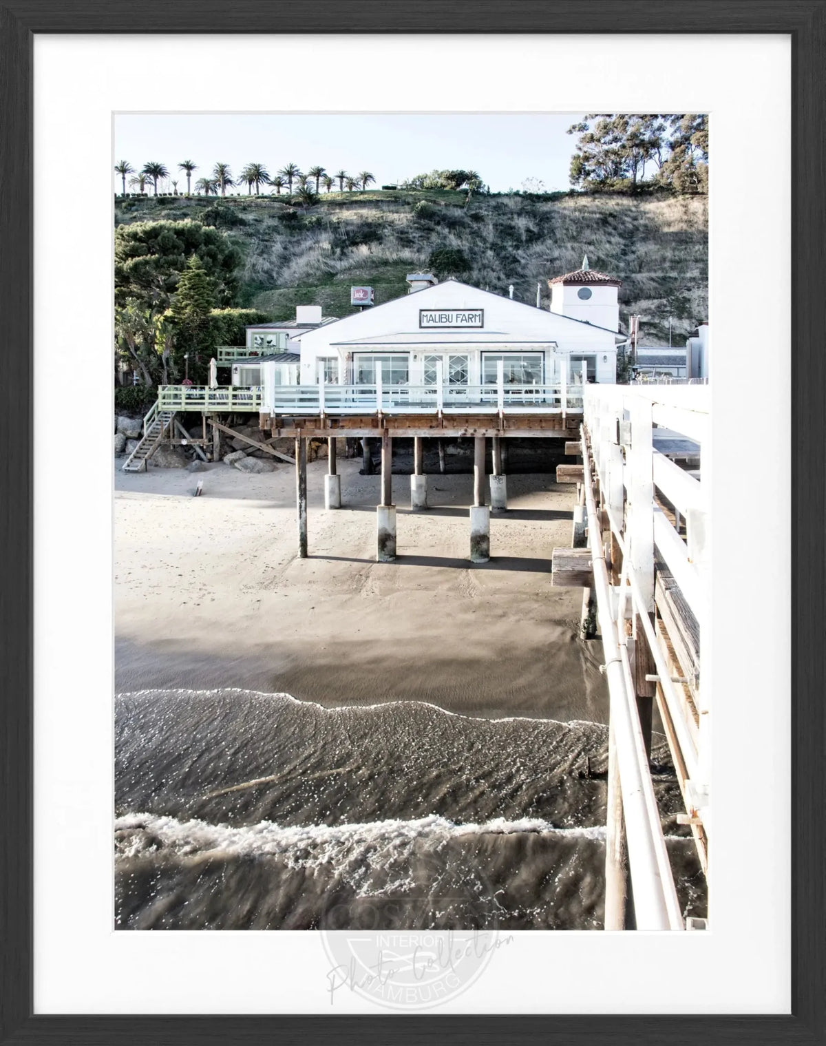 Schwarz-weiß Poster mit Rahmen, Kalifornien Malibu Beach Pier, Cosman-Photocollection, 25x31cm, Strandmotiv