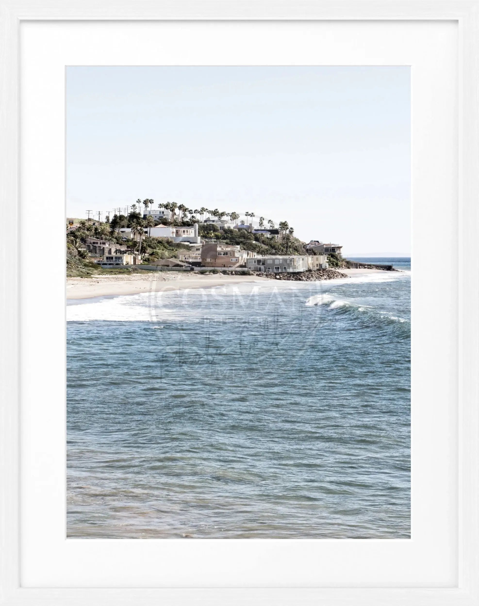 Schwarz-weiß Poster mit Rahmen, Kalifornien Malibu Motiv, von Cosman-Photocollection, Maße 25x31 cm, Wanddekoration
