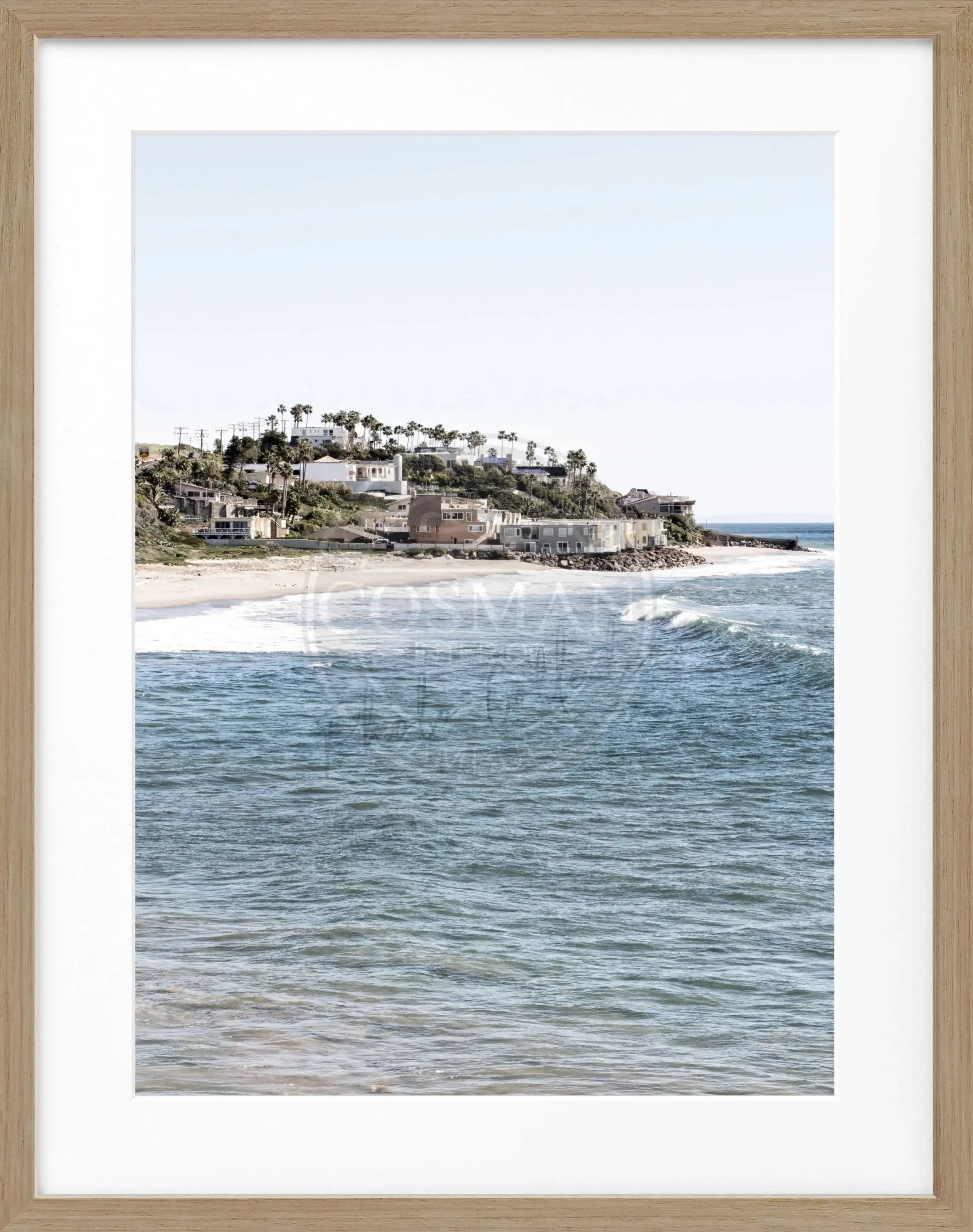 Schwarz-weiß Poster mit Rahmen, Kalifornien Malibu Motiv, von Cosman-Photocollection, 25x31cm, Wanddekoration