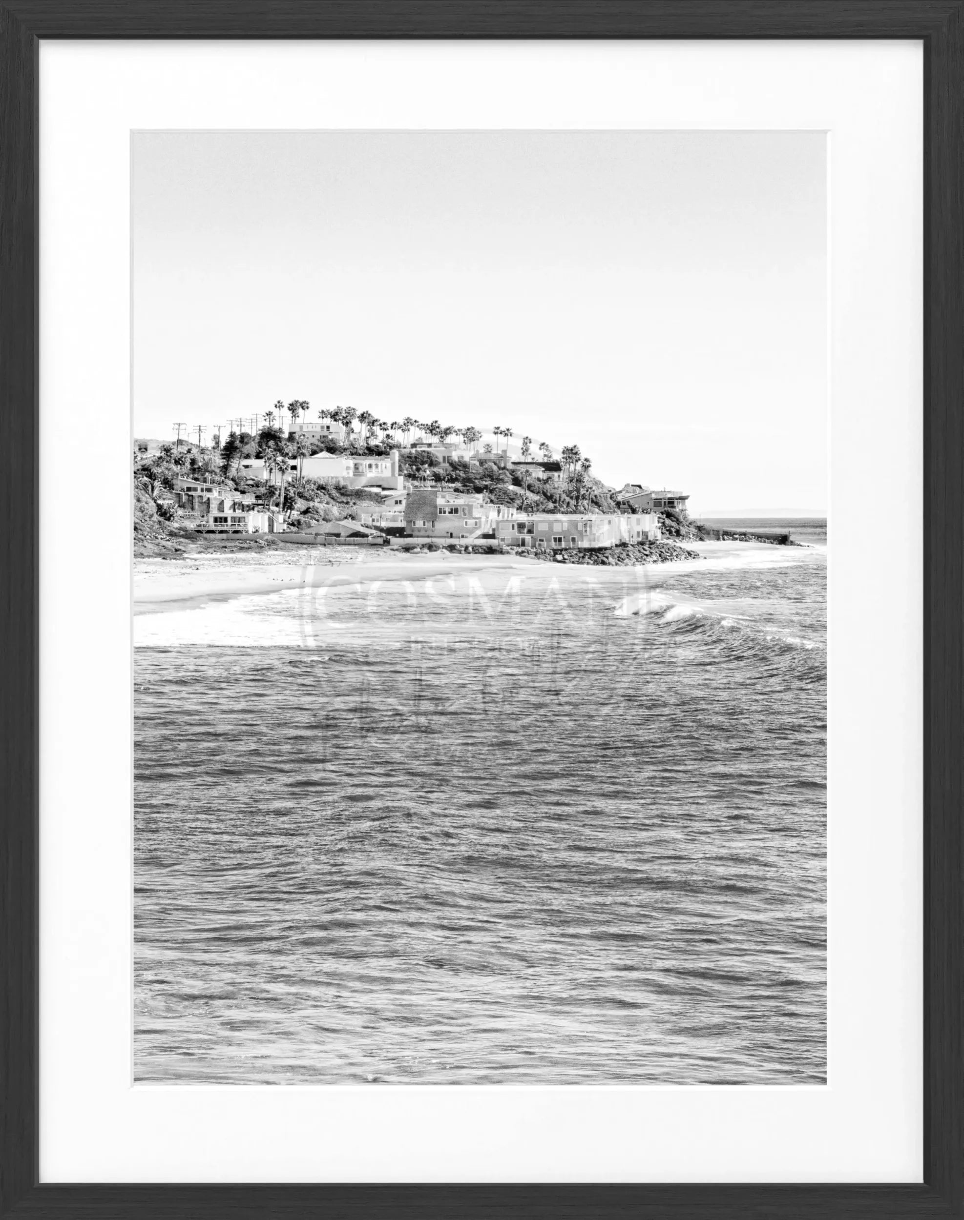 Schwarz-weiß Poster mit Rahmen, Kalifornien Malibu Motiv, von Cosman-Photocollection, 25x31cm, Wanddekoration